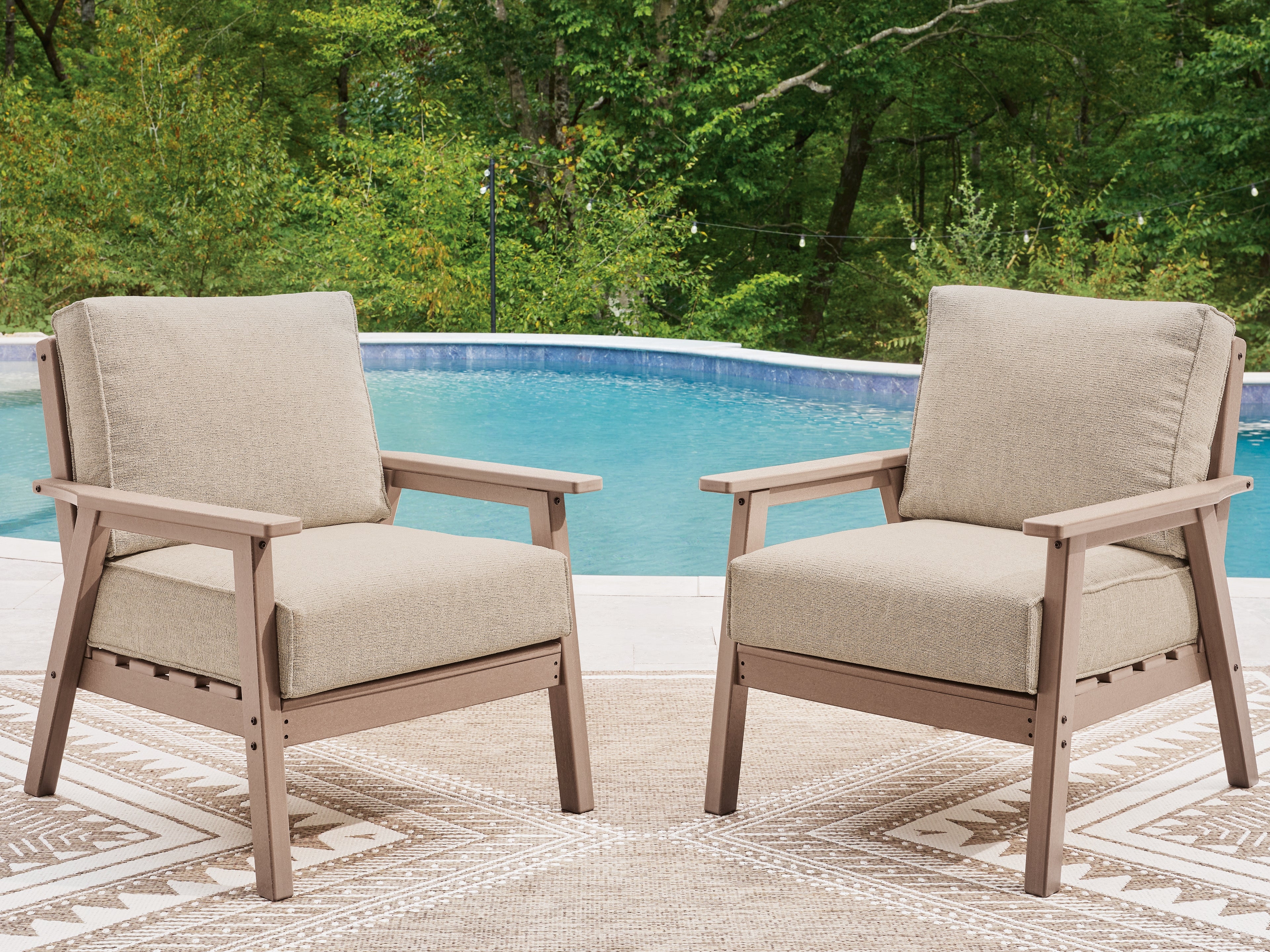 Luxury Living Gallery - Ashley Furniture - Grover Beach Outdoor - Lounge Chair w/Cushion (Set of 2) / Driftwood - PCP422-820