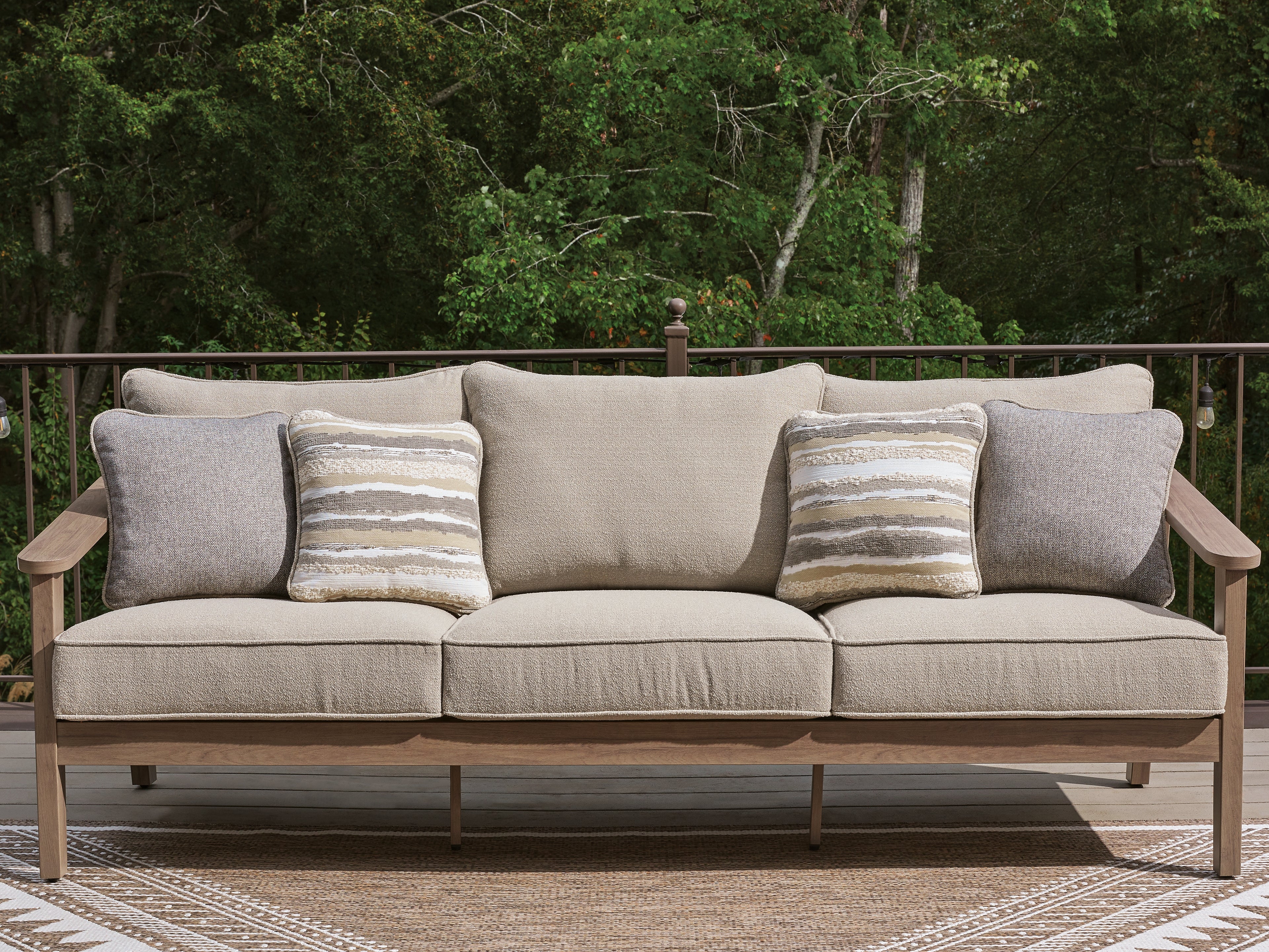 Luxury Living Gallery - Ashley Furniture - Harmony Headlands Outdoor - Sofa with Cushion / Natural/Gray - PCP428-838