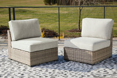 Luxury Living Gallery - Ashley Furniture - Calworth Outdoor - Armless Chair w/Cushion (Set of 2) / Beige - P458-846
