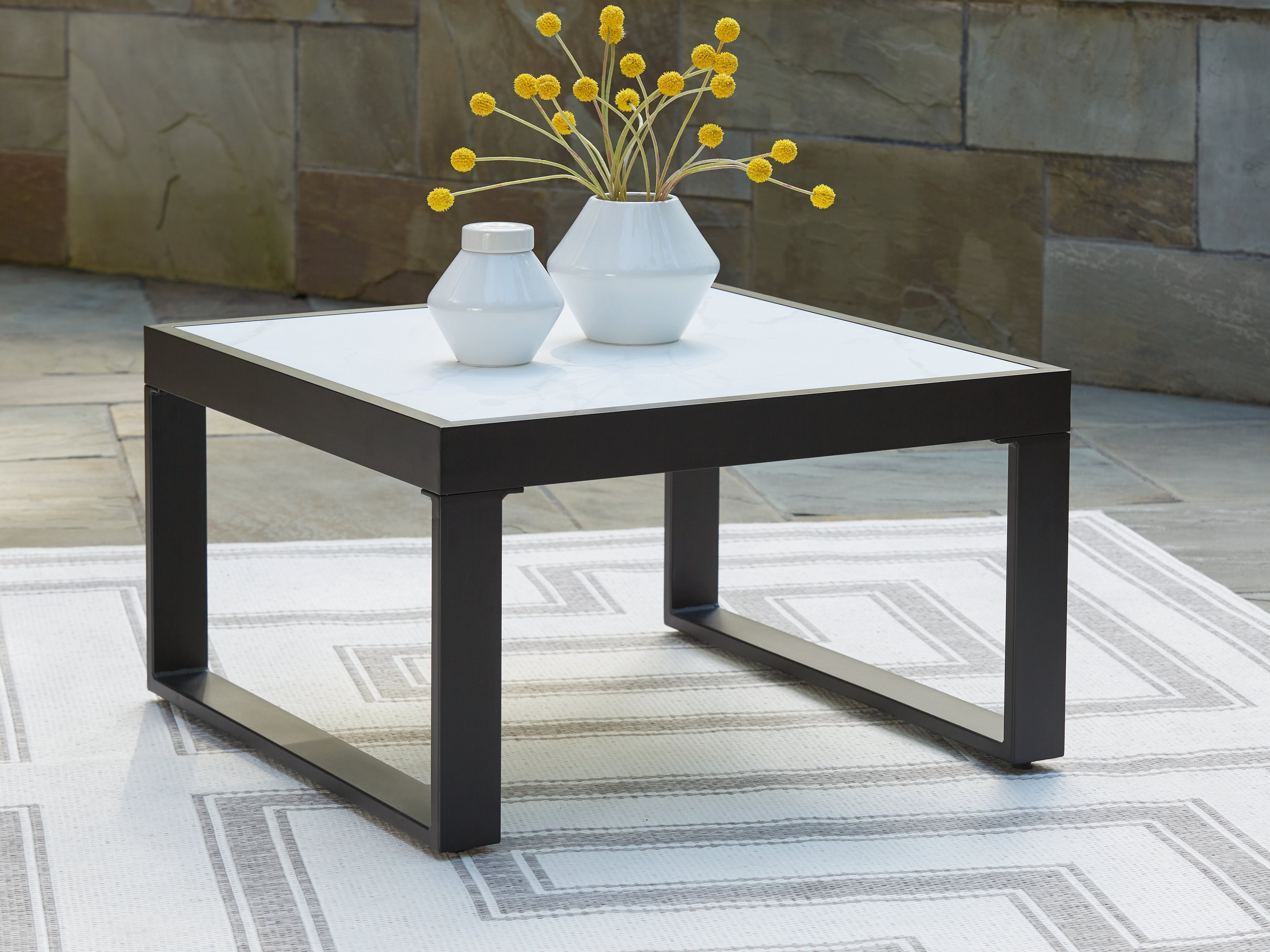 Luxury Living Gallery - Ashley Furniture - Beachloft Outdoor - Square Cocktail Table / Black/Gray - P490-708