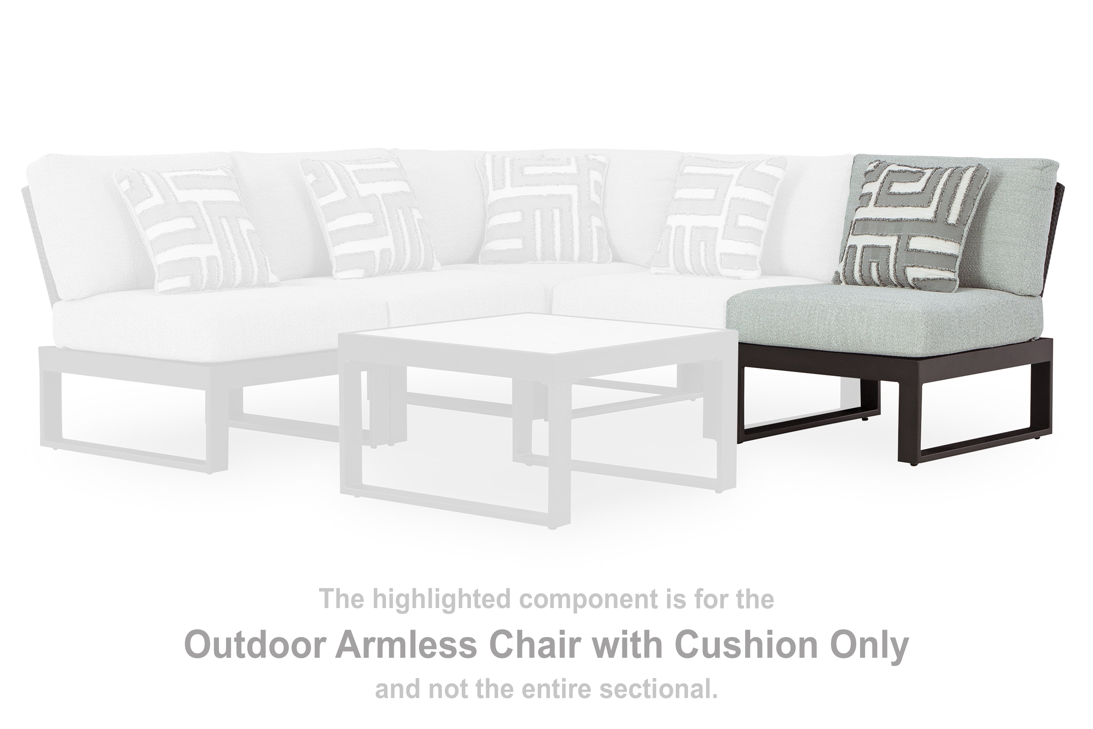 Luxury Living Gallery - Ashley Furniture - Beachloft Outdoor - Armless Chair w/Cushion / Black/Gray - P490-846