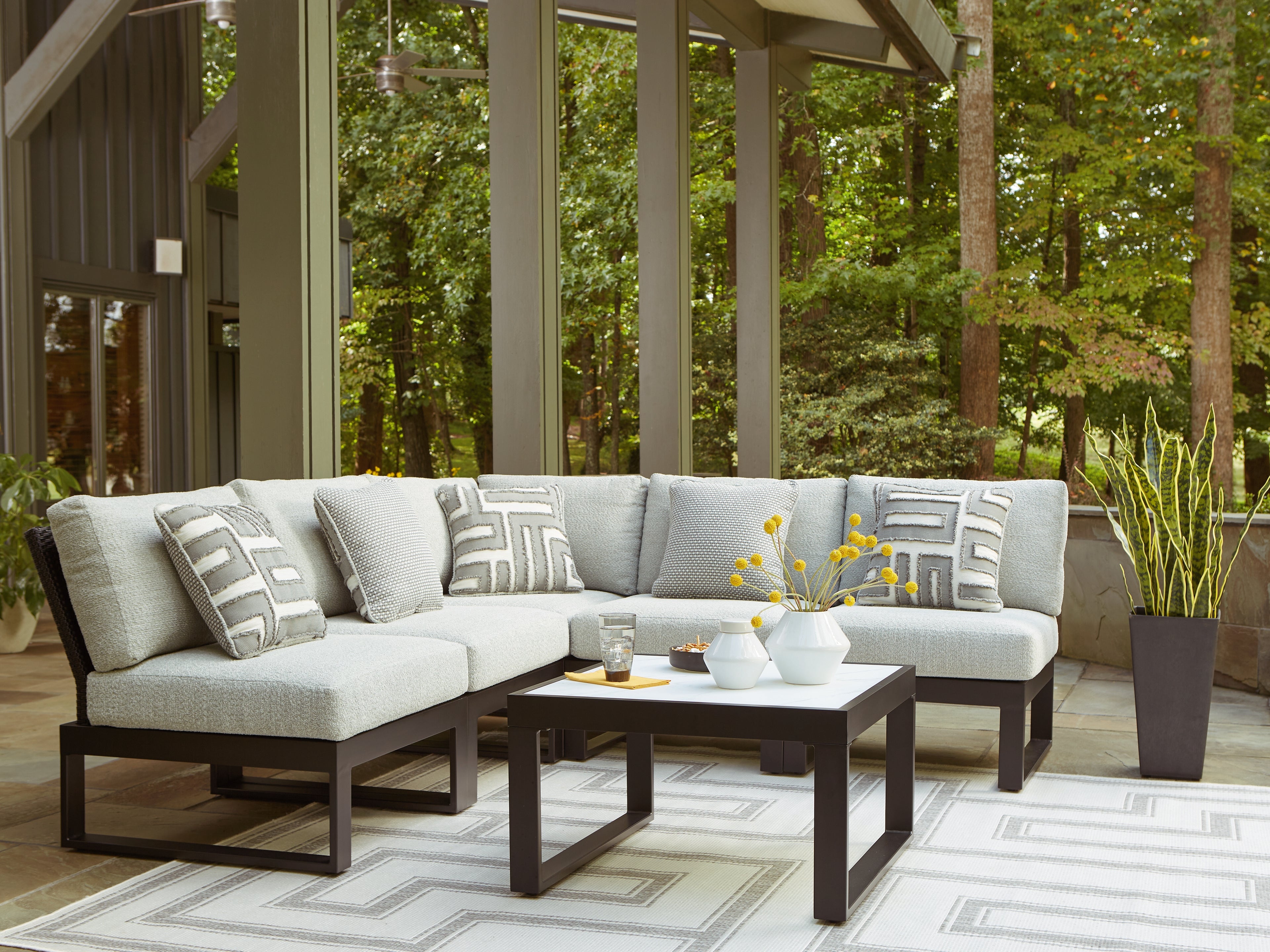 Luxury Living Gallery - Ashley Furniture - Beachloft Outdoor - 5-Piece Outdoor Sectional / Black/Gray - P490P2