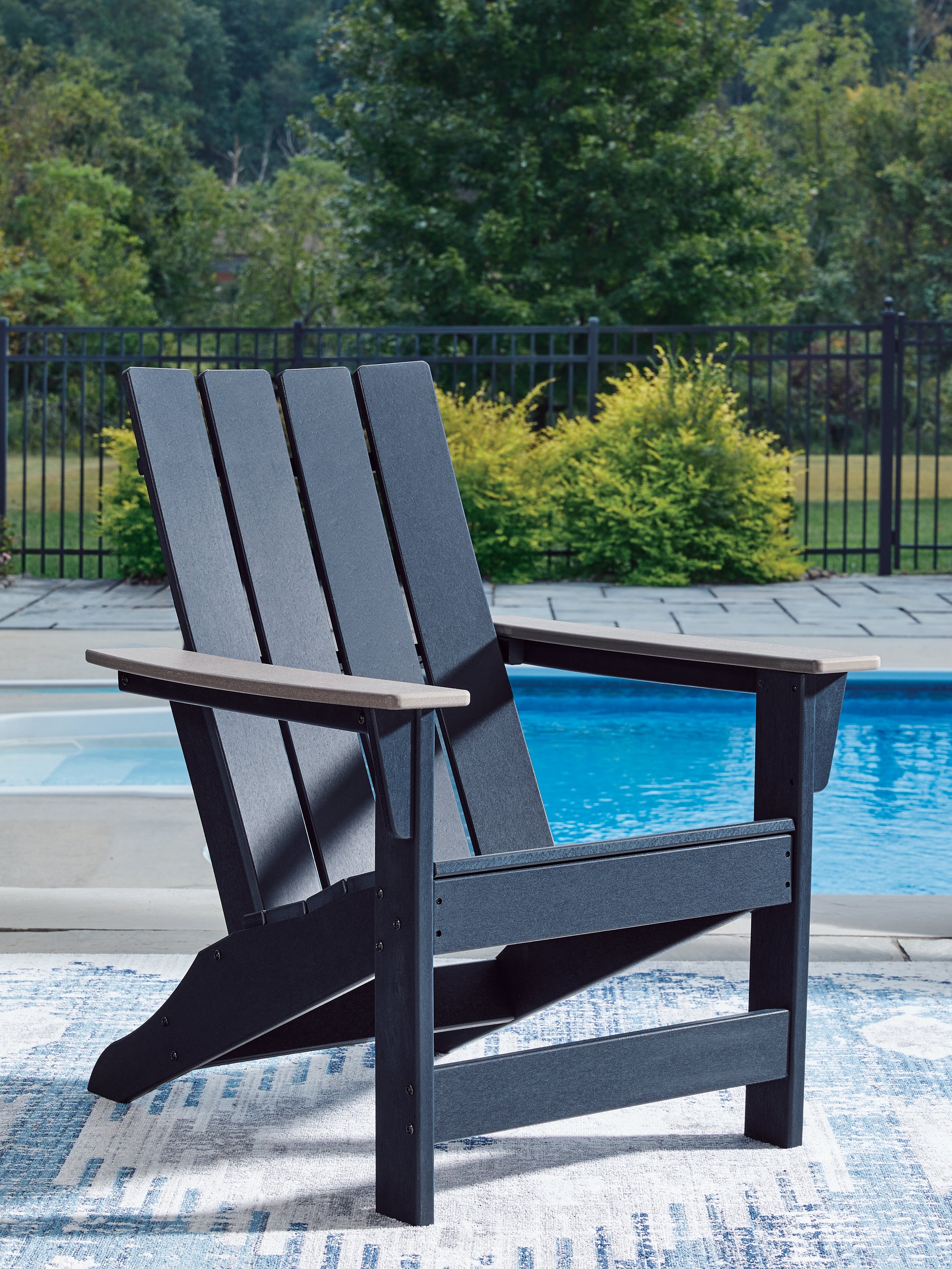 Luxury Living Gallery - Ashley Furniture - East Beach Outdoor - Adirondack Chair / Navy Blue/Driftwood - PCP587-898