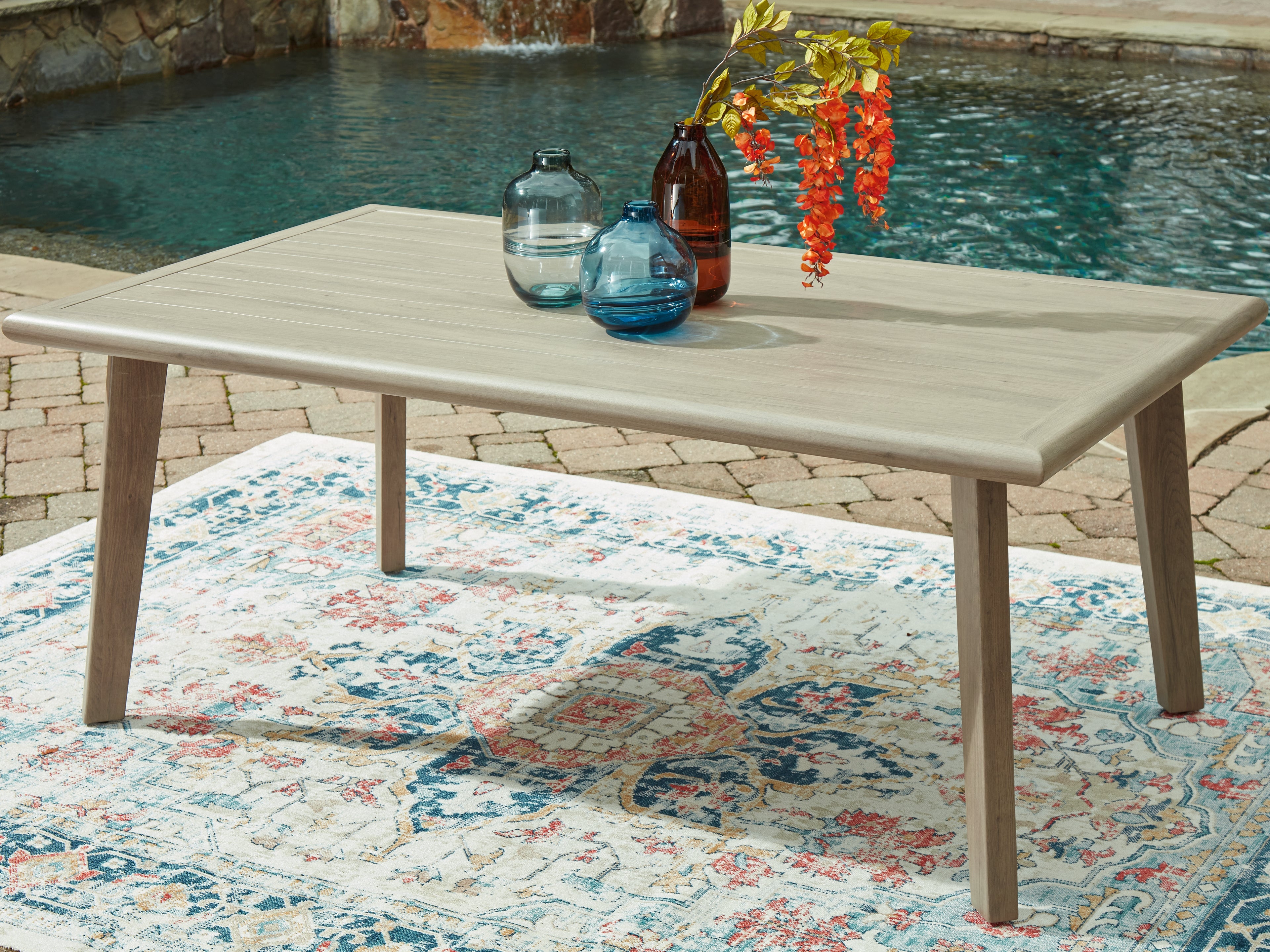 Luxury Living Gallery - Ashley Furniture - Cliff Trails Outdoor - RECT Dining Table w/UMB OPT / Beige - PCP690-625