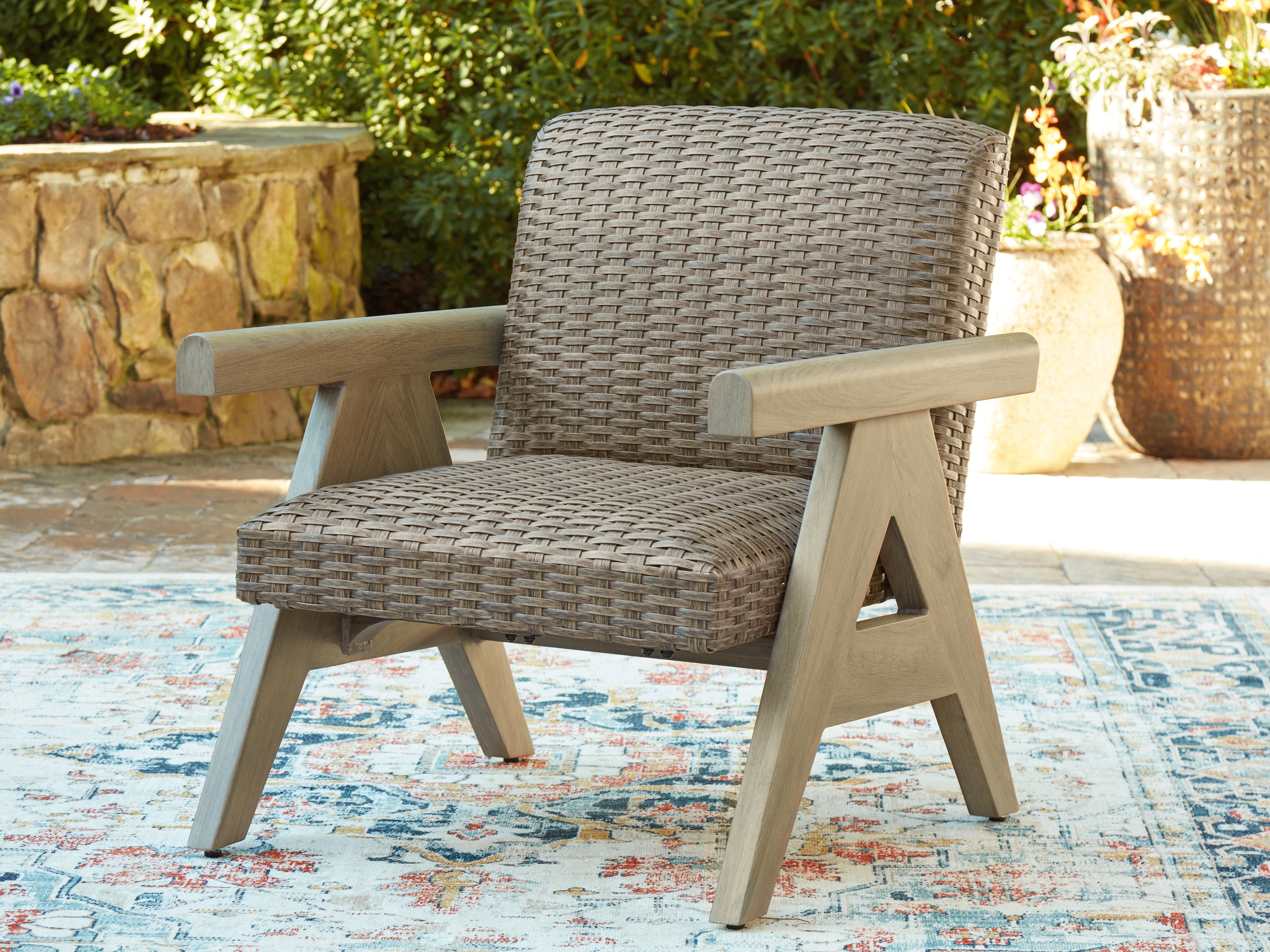 Luxury Living Gallery - Ashley Furniture - Cliff Trails Outdoor - Rocking Lounge Chair / Beige - PCP690-821