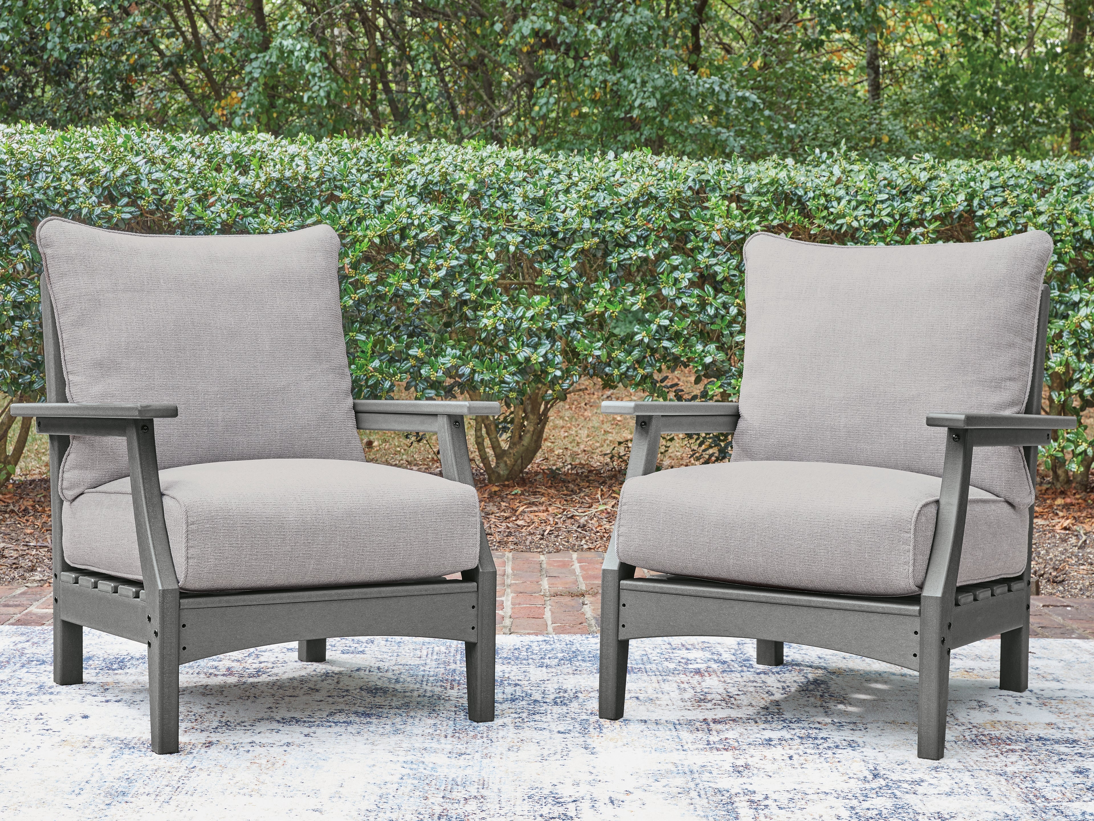 Luxury Living Gallery - Ashley Furniture - Cove Beach Outdoor - Lounge Chair w/Cushion (Set of 2) / Gray - PCP803-820