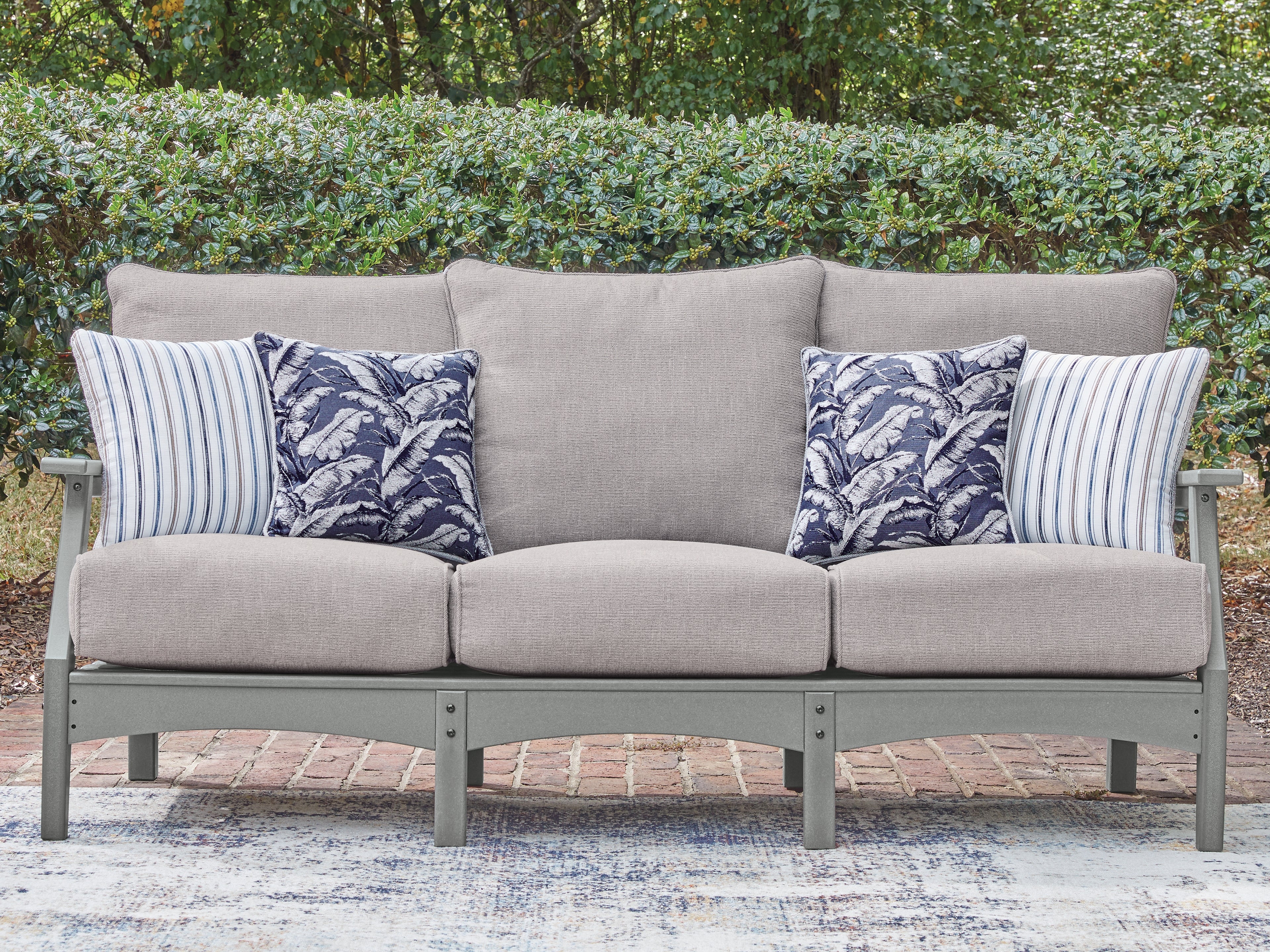 Luxury Living Gallery - Ashley Furniture - Cove Beach Outdoor - Sofa with Cushion / Gray - PCP803-838