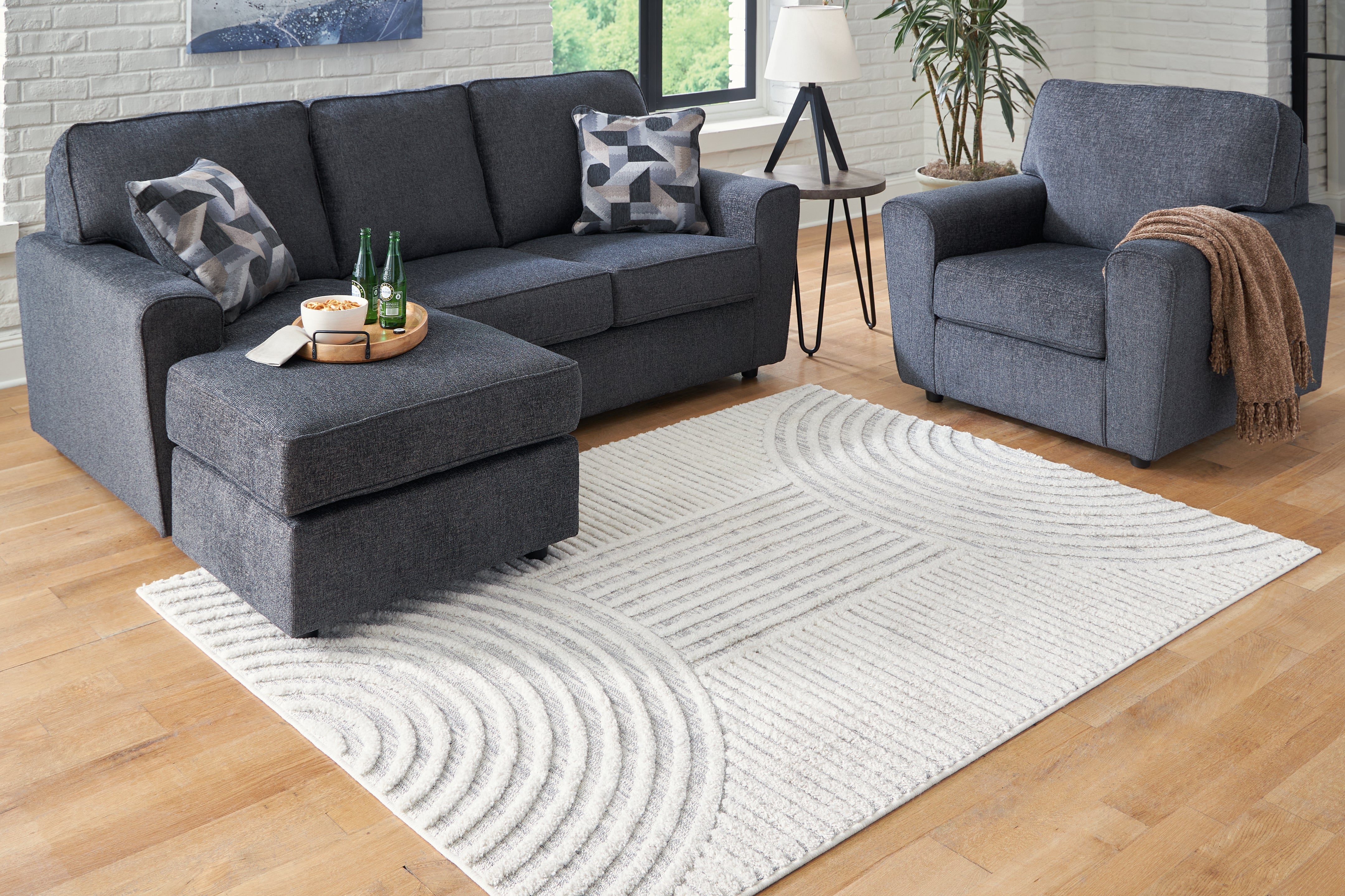 Luxury Living Gallery - Ashley Furniture - Lambworth Rug - 7'10" x 10' Rug / Gray/Cream - R405341