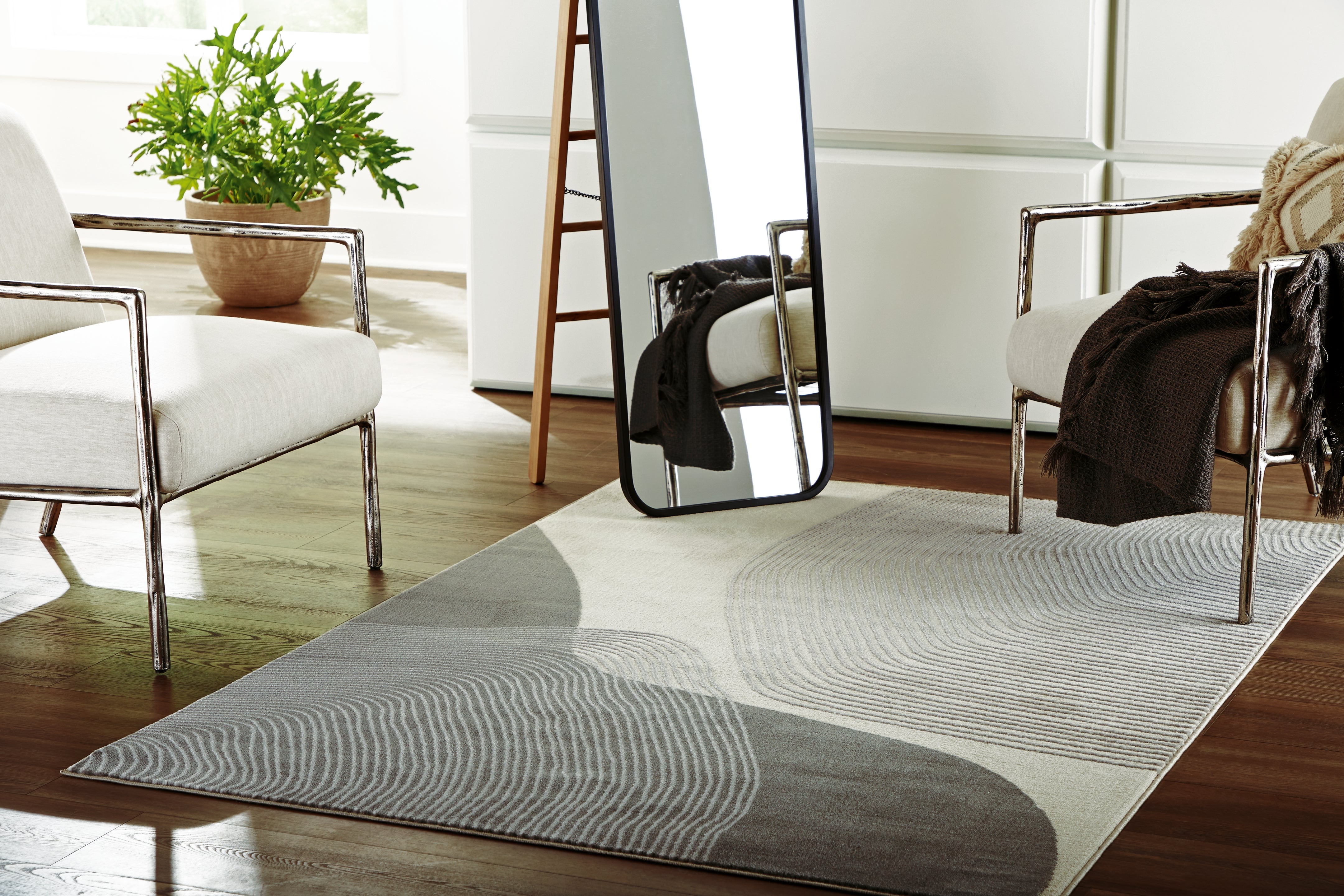 Luxury Living Gallery - Ashley Furniture - Winderburg Rug - 5' x 7' Rug / Gray/Ivory - R406952