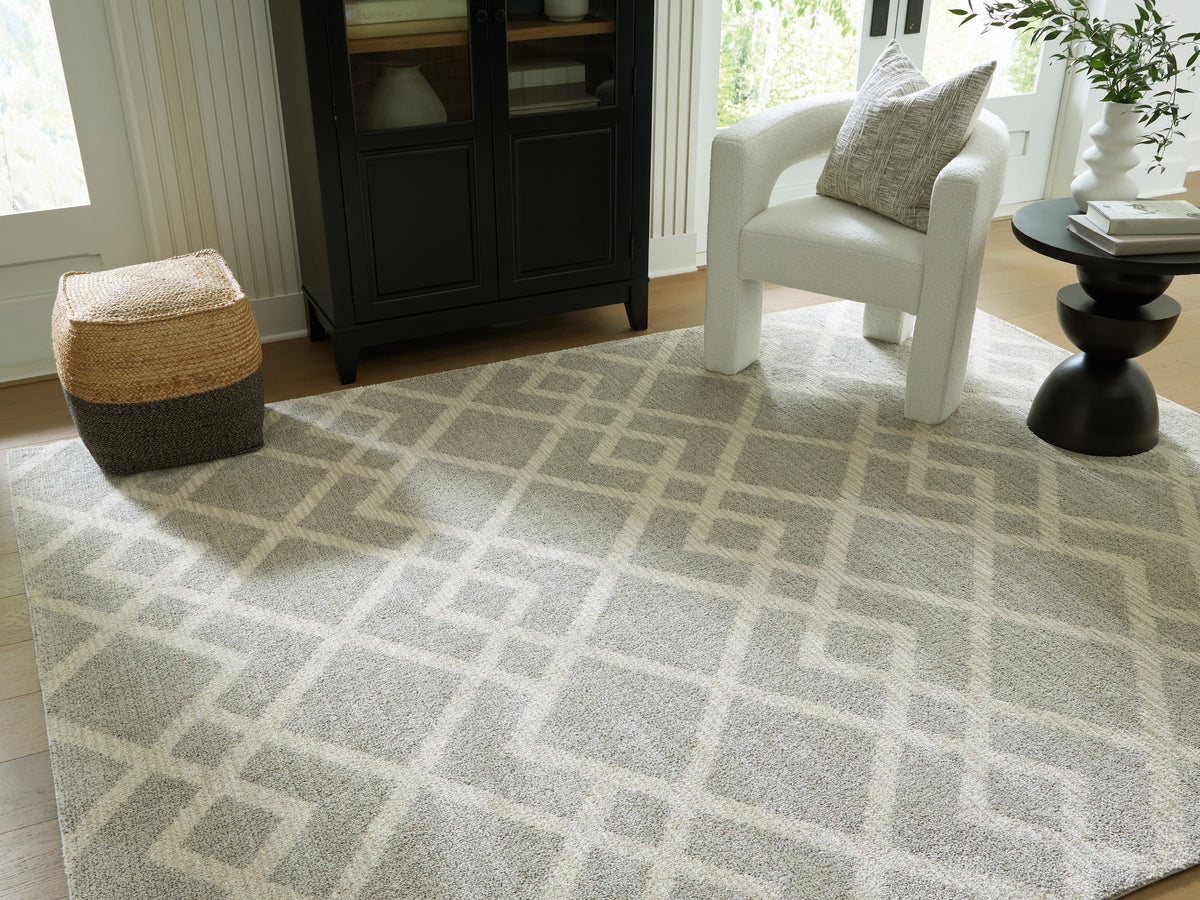 Luxury Living Gallery - Ashley Furniture - Unawick Rug - Large Rug / Gray/Ivory - R407331