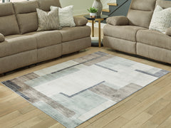 Luxury Living Gallery - Ashley Furniture - Larkport Rug - Washable 8' x 10' Area Rug / Cream/Brown/Gray - R407411