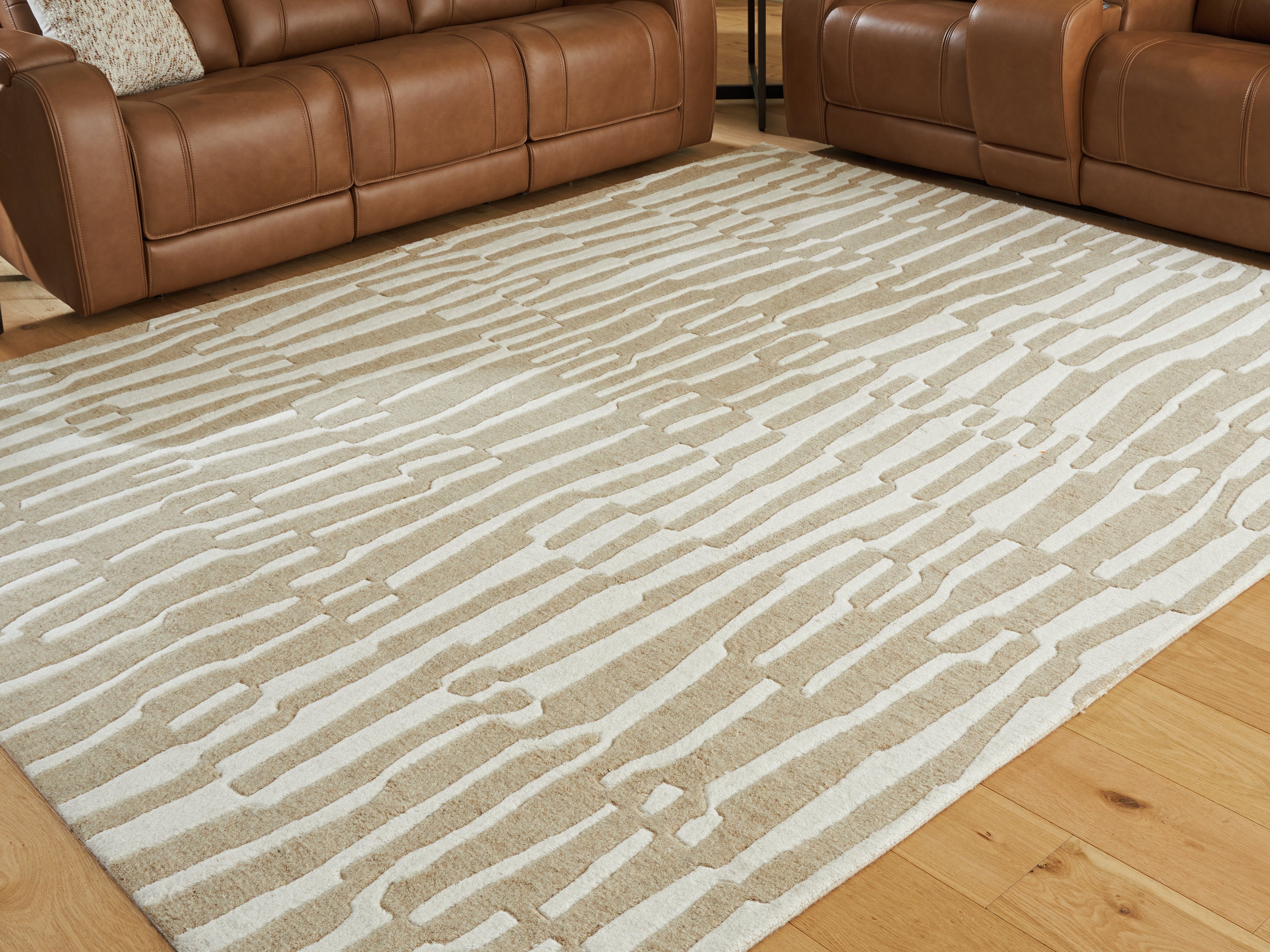 Luxury Living Gallery - Ashley Furniture - Corrbell Rug - 7'8" x 10' Area Rug / Beige/White - R407631