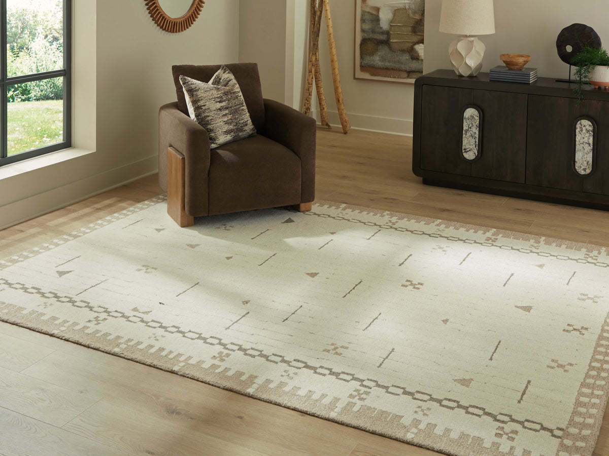 Luxury Living Gallery - Ashley Furniture - Dot Rug - 5' x 7' Area Rug / Cream/Brown/Taupe - R407652