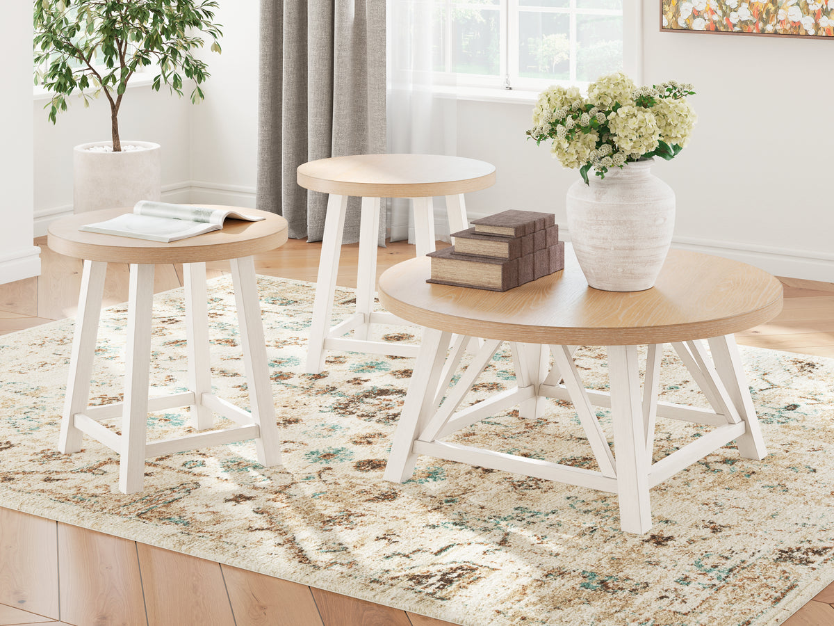 Luxury Living Gallery - Ashley Furniture - Fawndell Table (Set of 3) - Occasional Table Set (3/CN) / Antique White/Brown - T193-13
