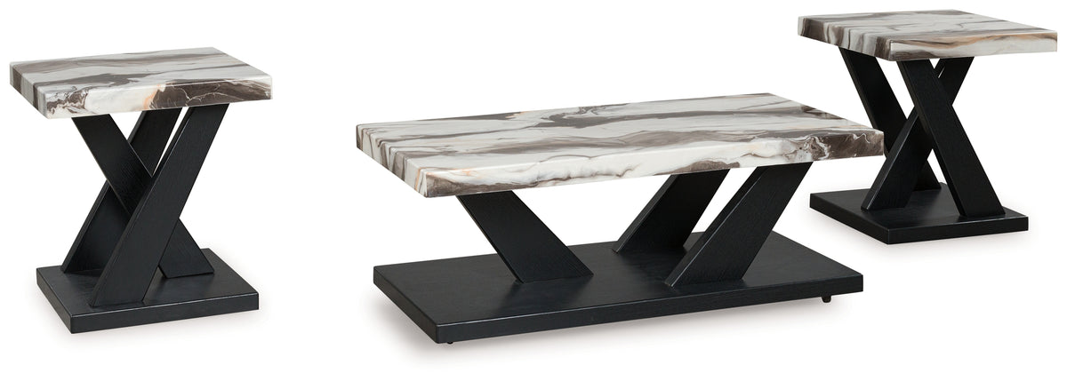 Luxury Living Gallery - Ashley Furniture - Cendill Table (Set of 3) - Occasional Table Set (3/CN) / Dark Brown/White/Black - T403-13