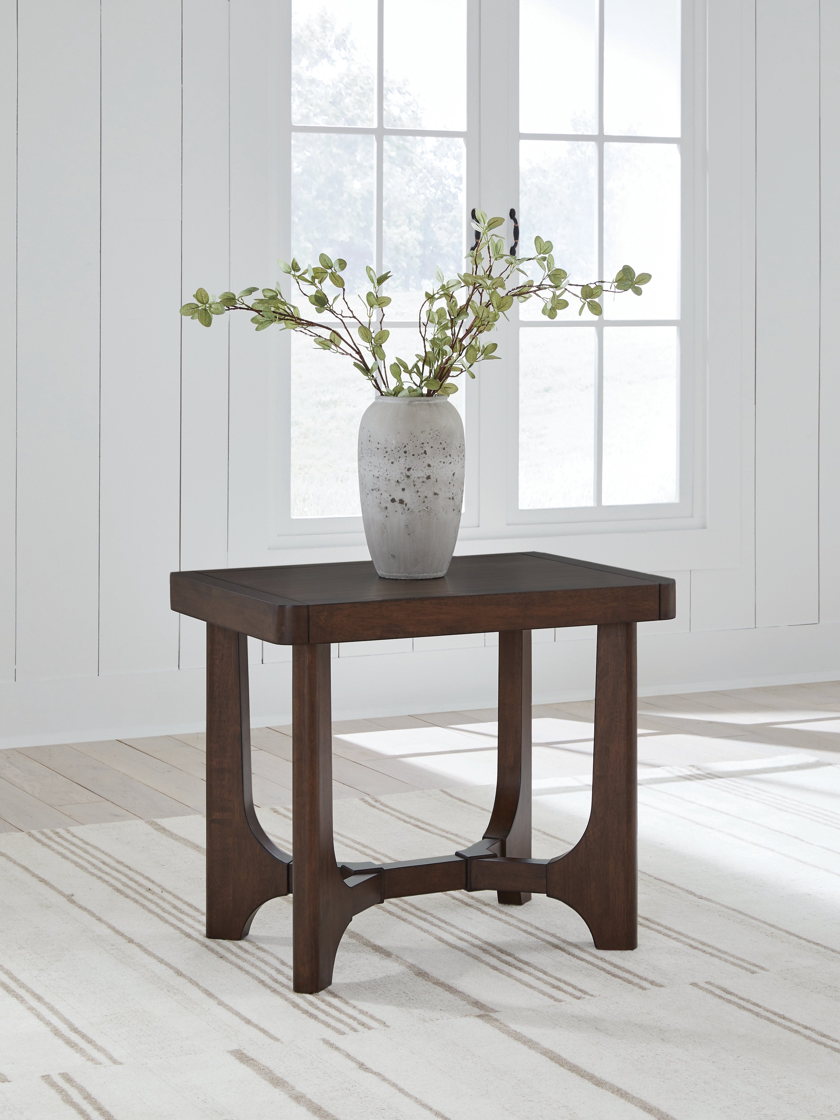 Luxury Living Gallery - Ashley Furniture - Korestone End Table - Rectangular End Table / Dark Brown - T438-3