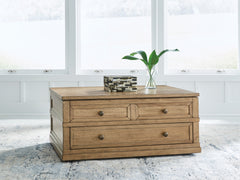 Luxury Living Gallery - Ashley Furniture - Sharlance Lift-Top Coffee Table - Lift Top Cocktail Table / Light Brown - T655-9