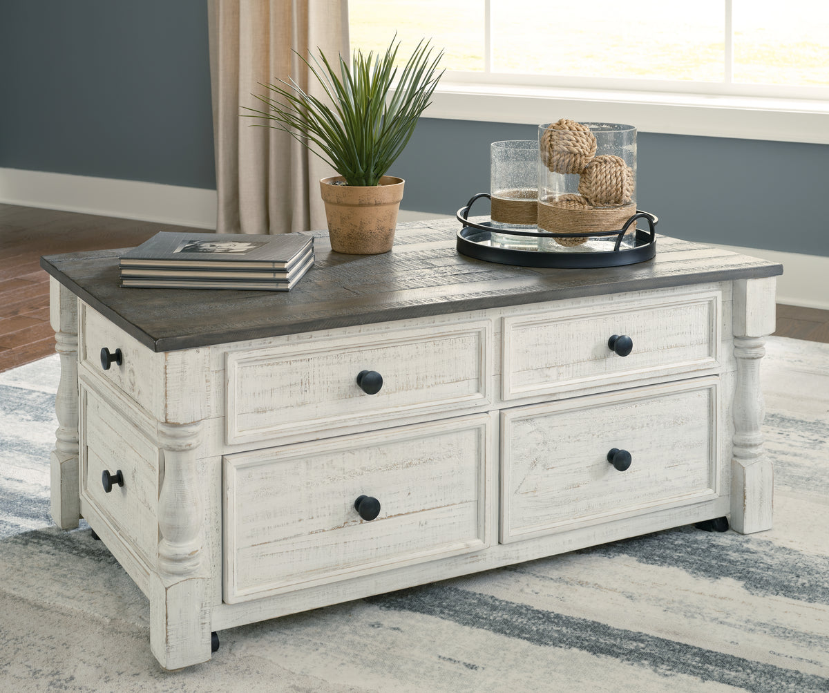 Luxury Living Gallery - Ashley Furniture - Havalance Lift-Top Coffee Table - Lift Top Cocktail Table / White/Gray - T994-20