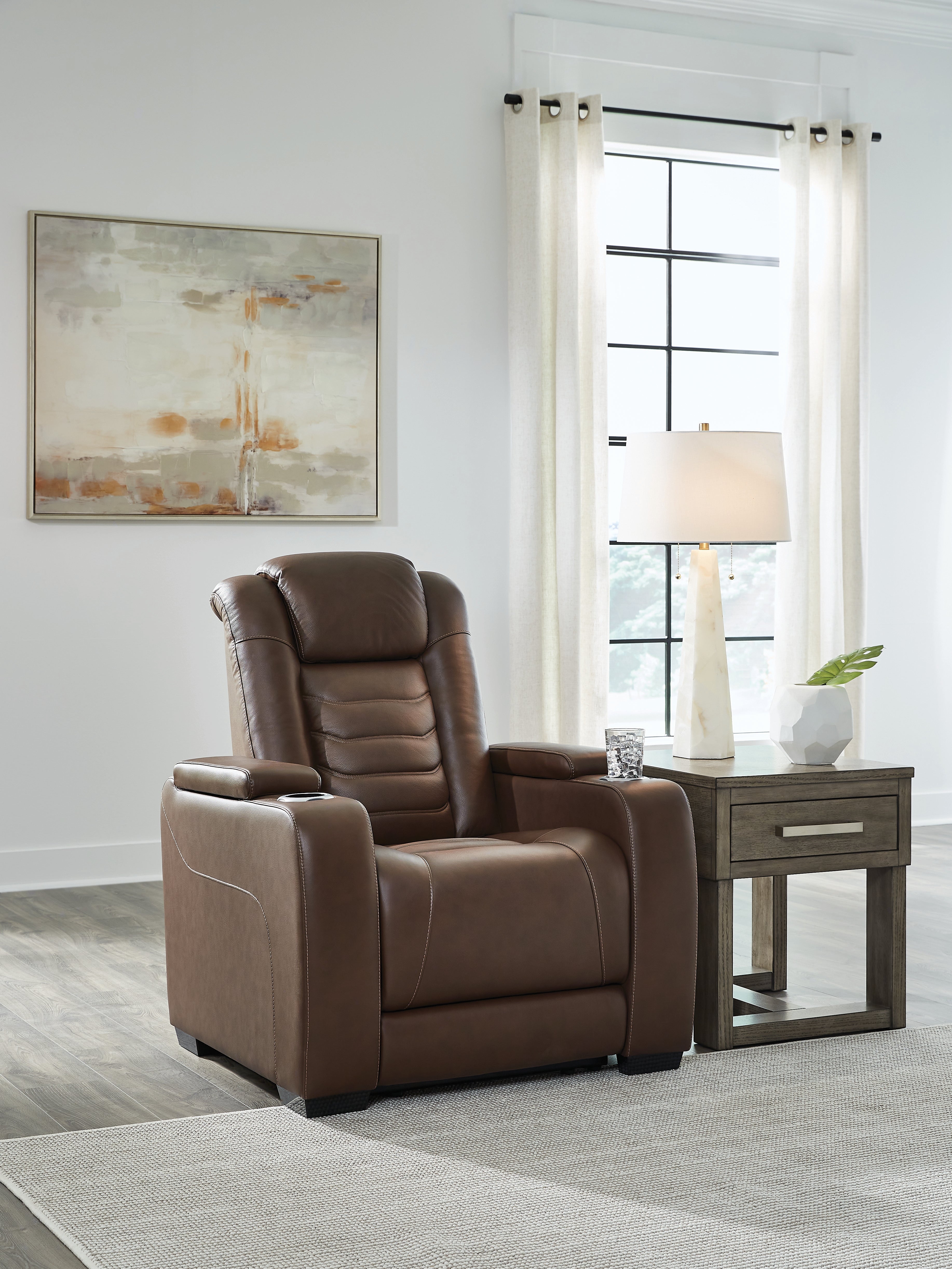 Luxury Living Gallery - Ashley Furniture - High Impact Living Room - PWR REC Sofa with ADJ Headrest / Tobacco - U1060115
