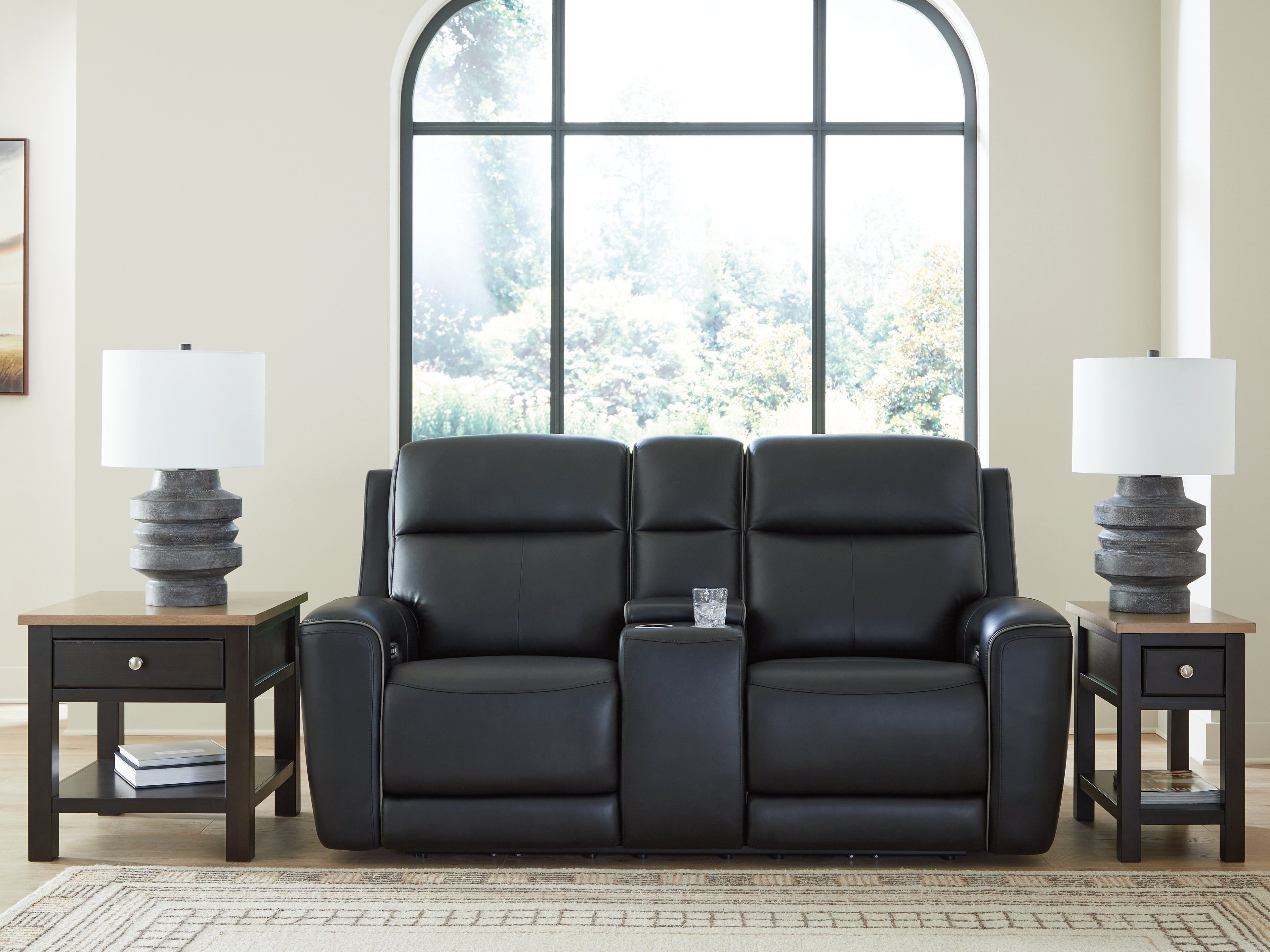 Luxury Living Gallery - Ashley Furniture - 5Z-Comfort Living Room - PWR REC Loveseat/CON/ADJ HDRST / Onyx - PCU1090218