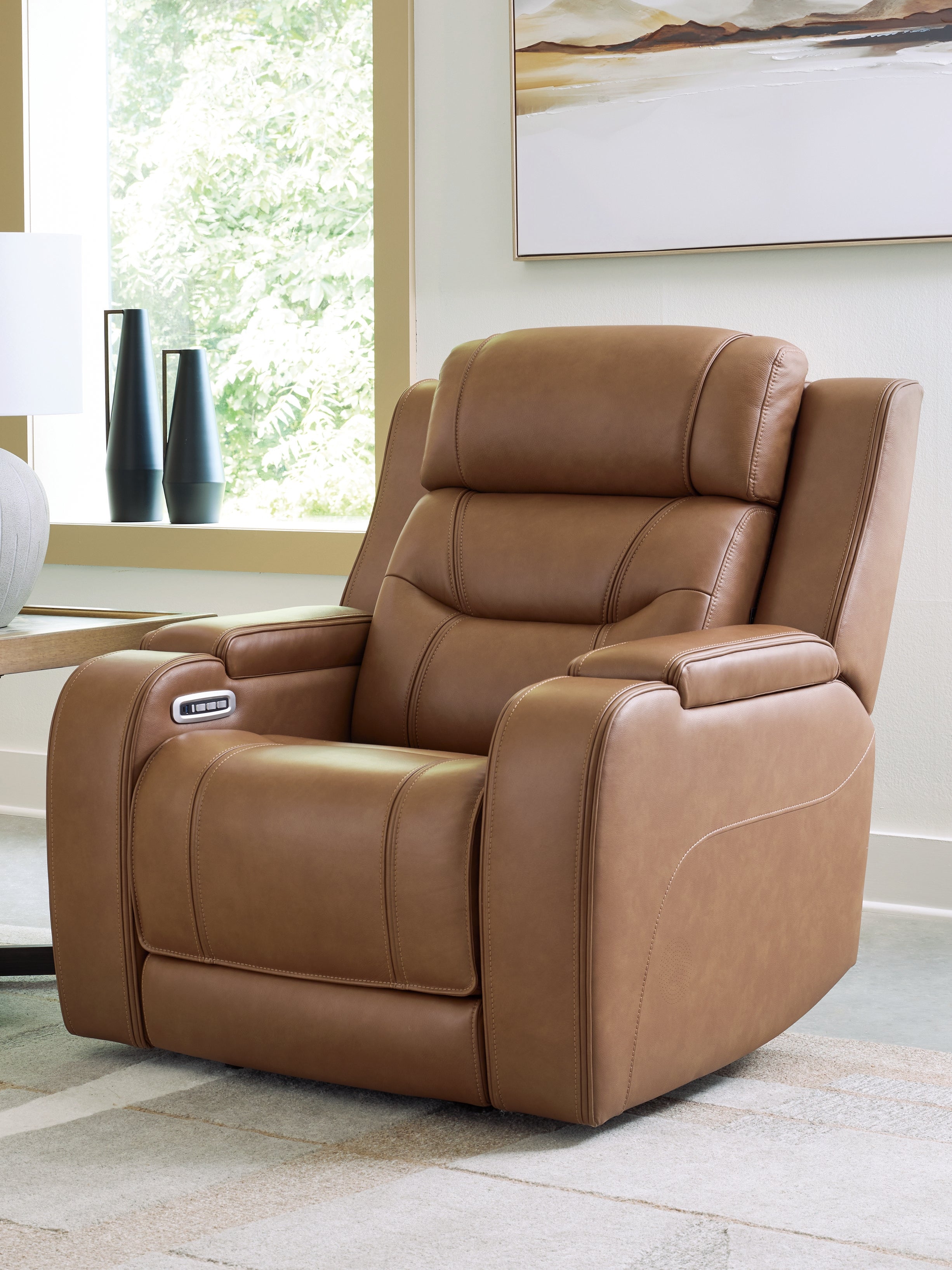 Luxury Living Gallery - Ashley Furniture - Knightington Living Room - Power Recliner w/Audio Seating / Caramel - PCU1160013A