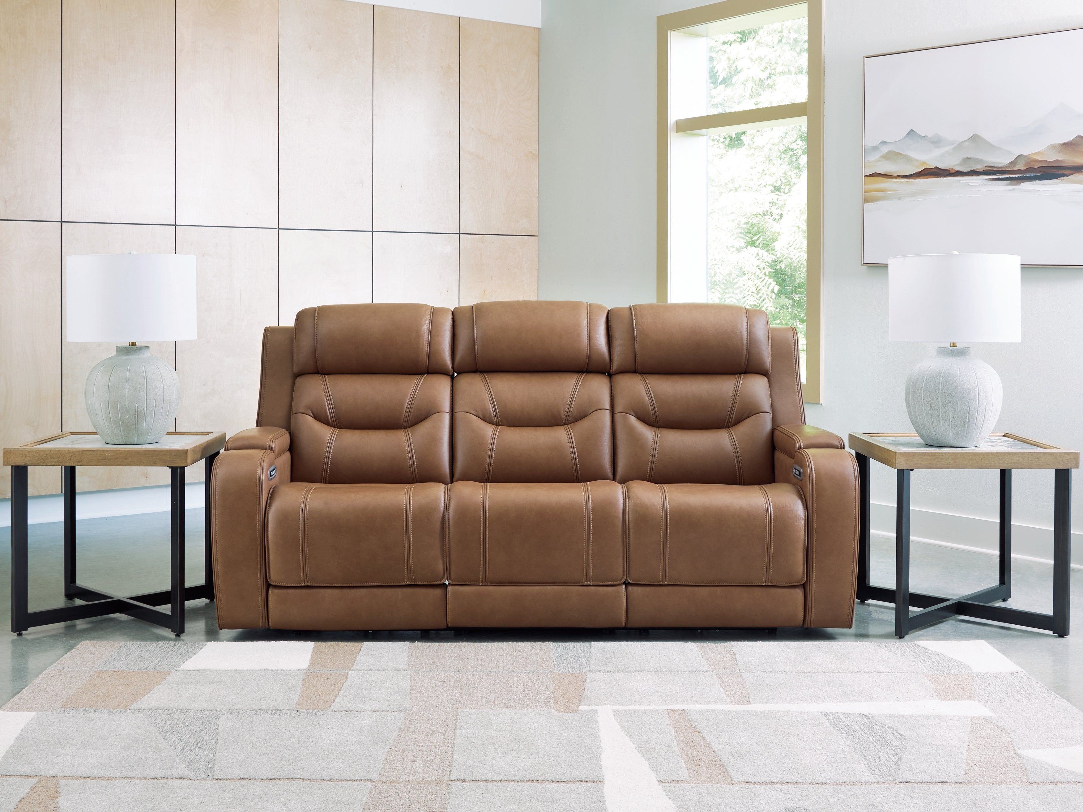 Luxury Living Gallery - Ashley Furniture - Knightington Living Room - PWR REC Sofa w/Audio Seating / Caramel - PCU1160015A