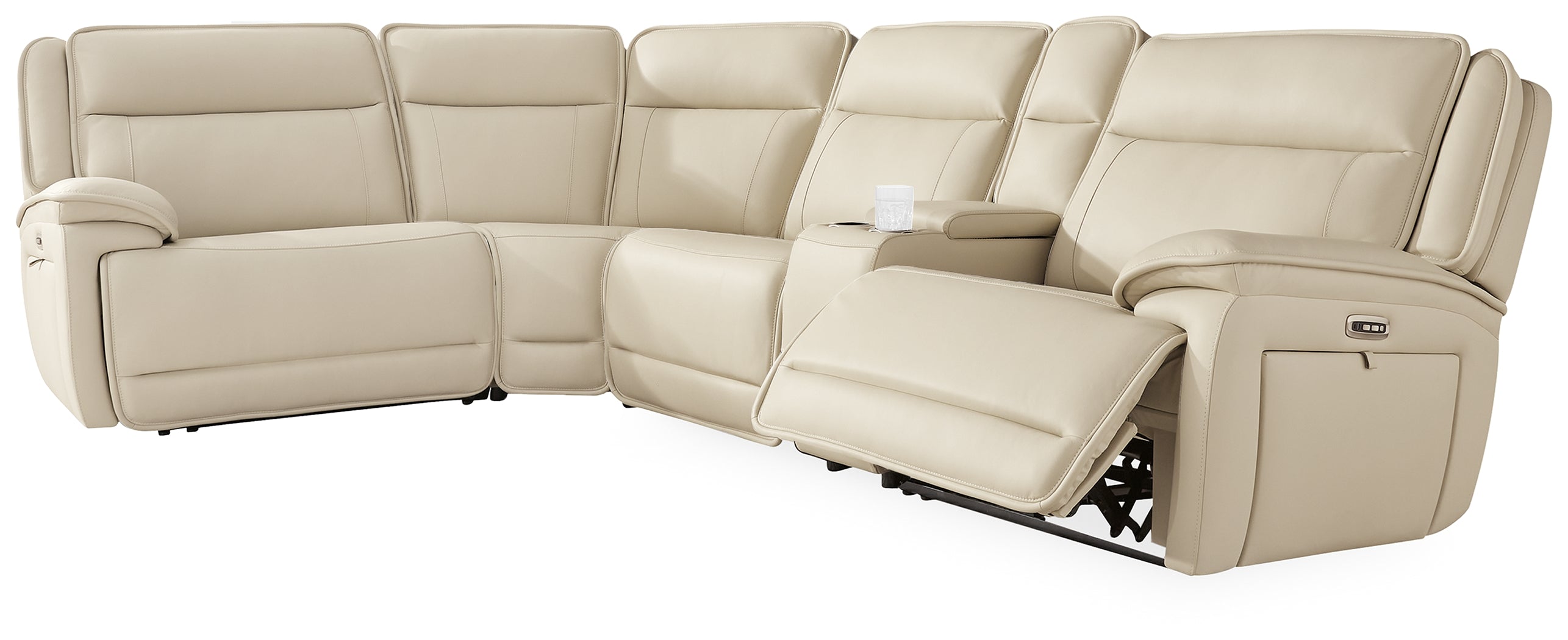 Luxury Living Gallery - Ashley Furniture - Double Deal Sectional - 5-Piece Reclining Sectional with Console / Almond - U13001S8