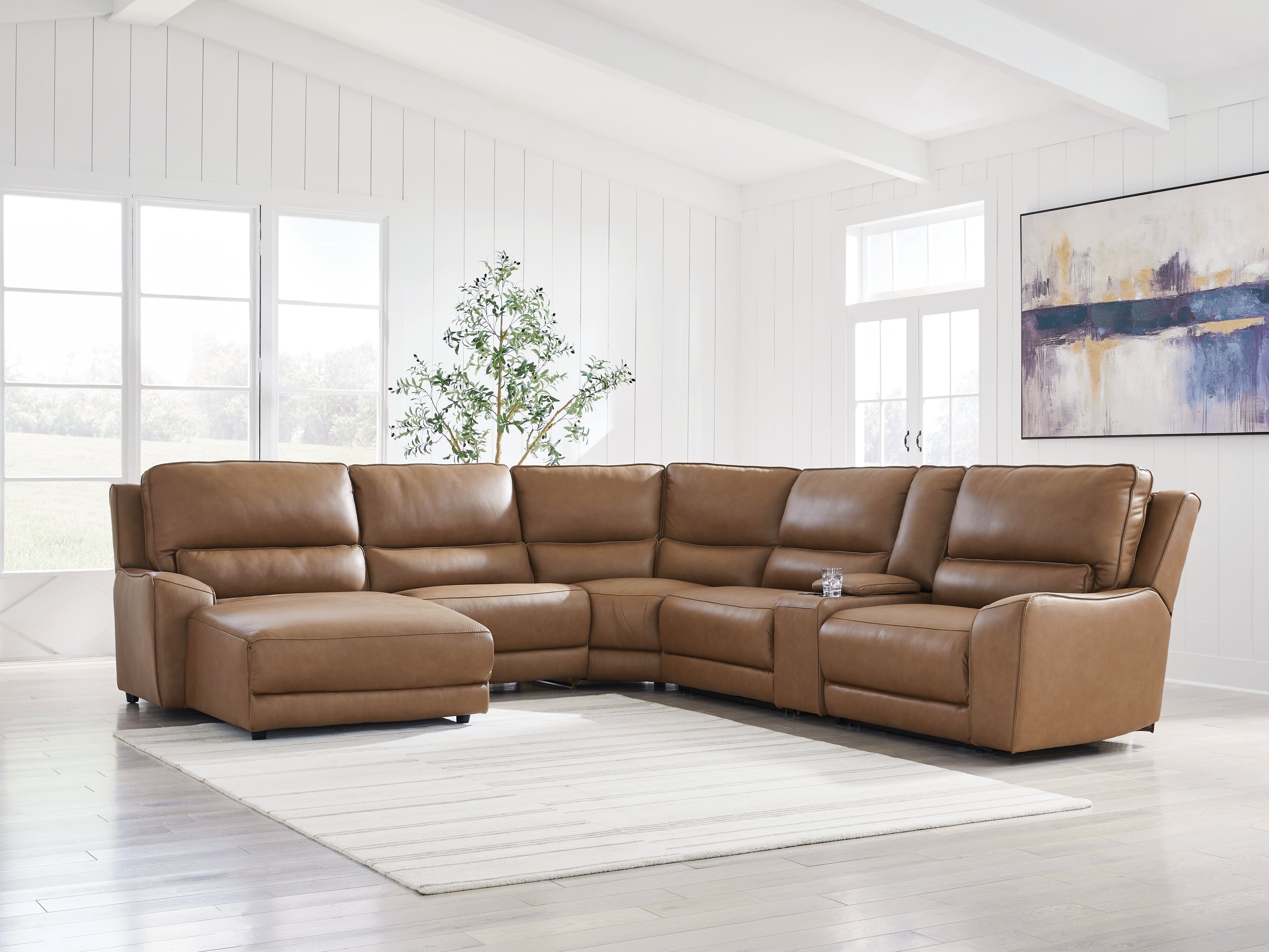 Luxury Living Gallery - Ashley Furniture - DeepWakes Sectional - 6-Piece Power Reclining Sectional with Chaise / Caramel - PCU62606S19