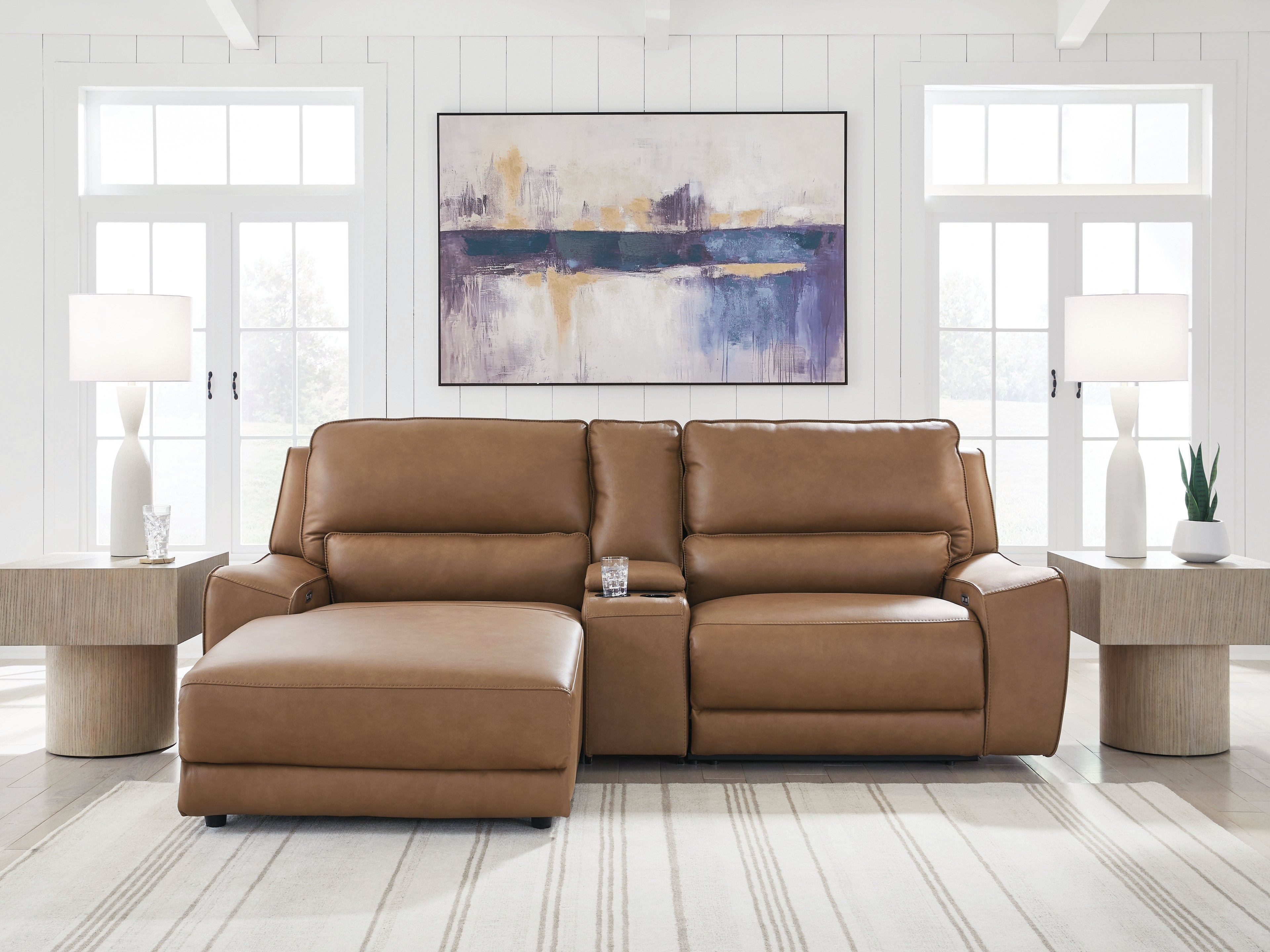 Luxury Living Gallery - Ashley Furniture - DeepWakes Sectional - 3-Piece Power Reclining Sectional with Chaise / Caramel - PCU62606S17