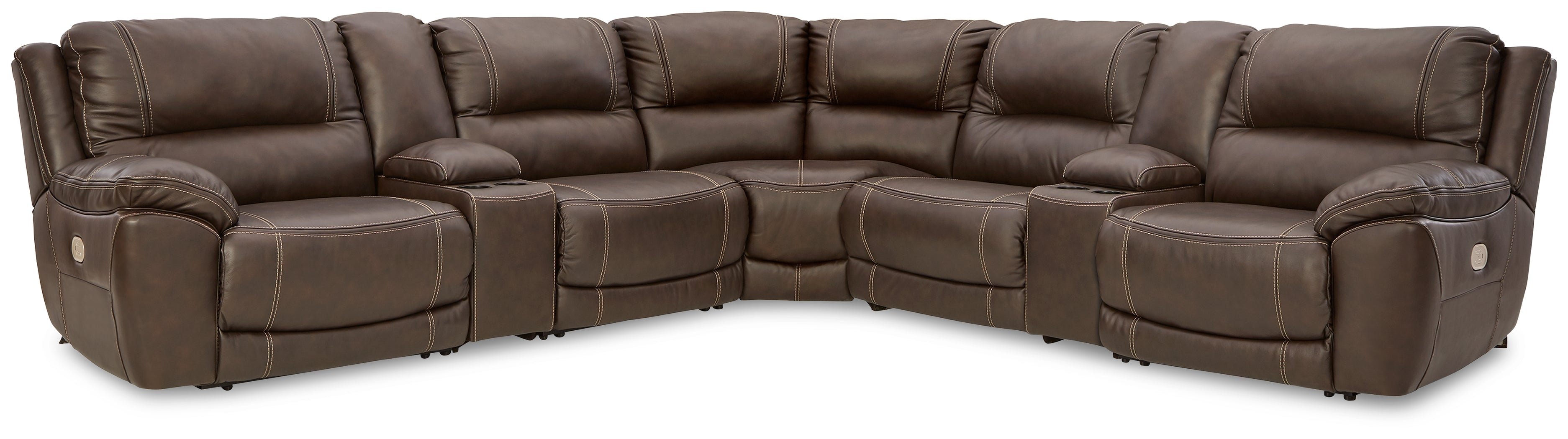 Luxury Living Gallery - Ashley Furniture - Dunleith Sectional - 7-Piece Power Reclining Sectional / Chocolate - U71604S7