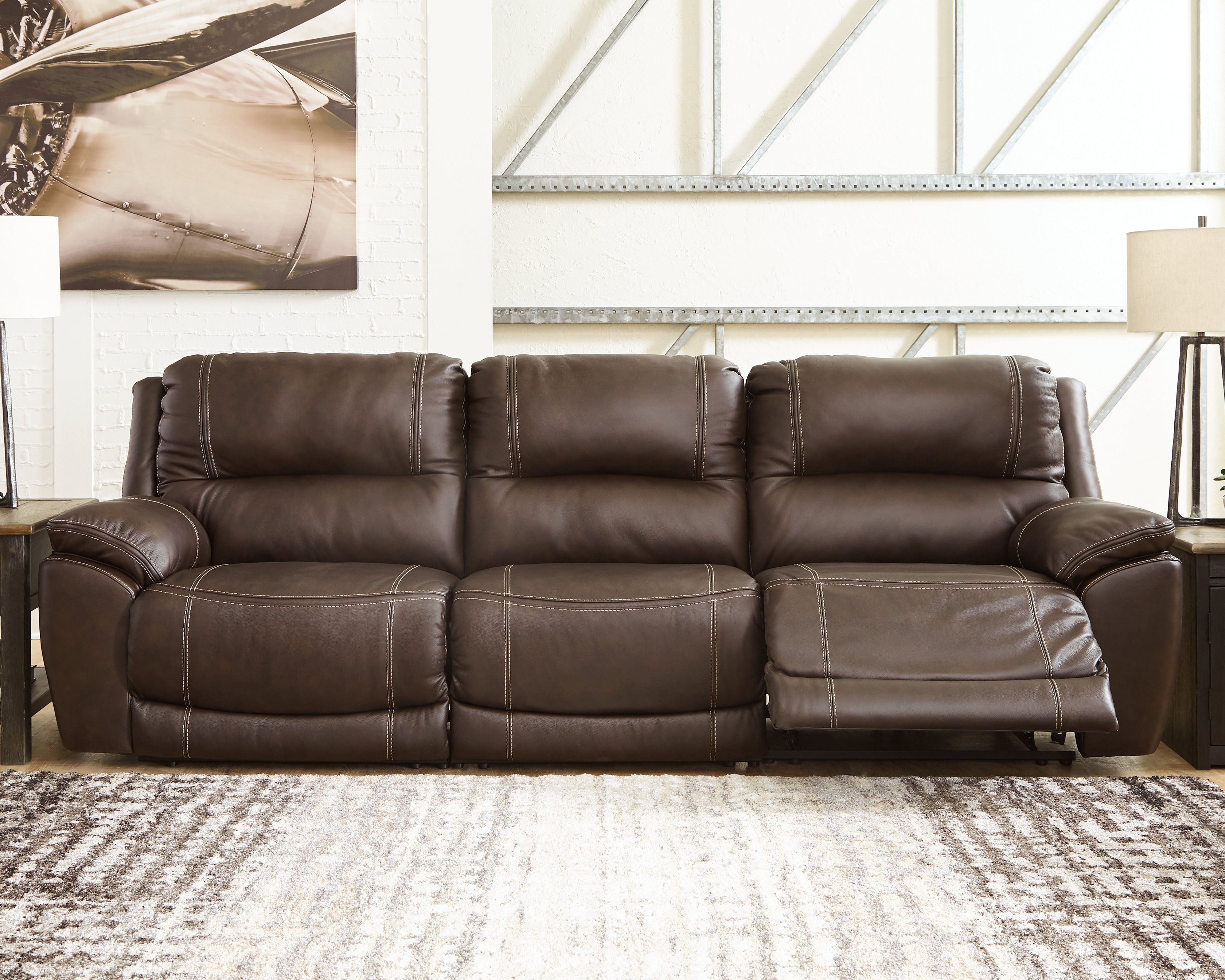 Luxury Living Gallery - Ashley Furniture - Dunleith Sectional - 3-Piece Power Reclining Sofa / Chocolate - U71604S5