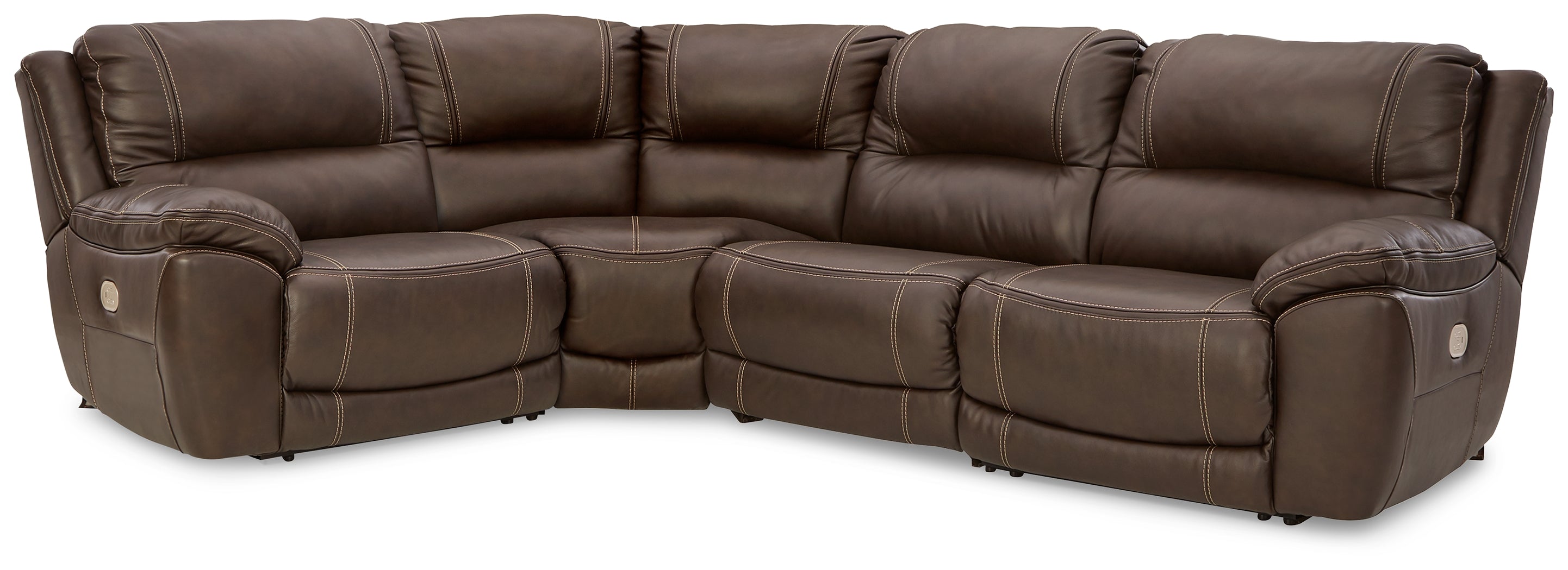 Luxury Living Gallery - Ashley Furniture - Dunleith Sectional - 4-Piece Power Reclining Sectional / Chocolate - U71604S6
