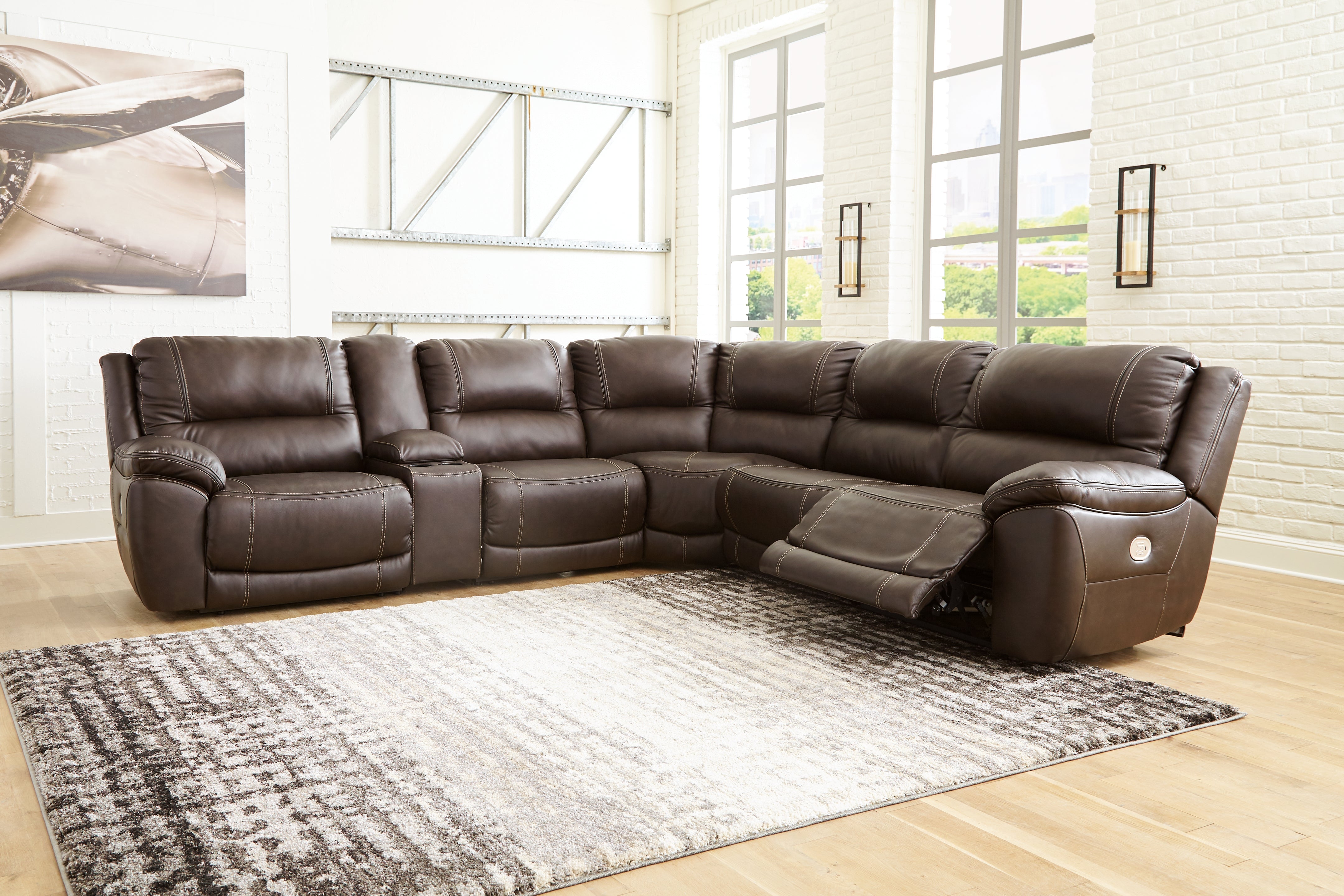 Luxury Living Gallery - Ashley Furniture - Dunleith Sectional - 6-Piece Power Reclining Sectional / Chocolate - U71604S2