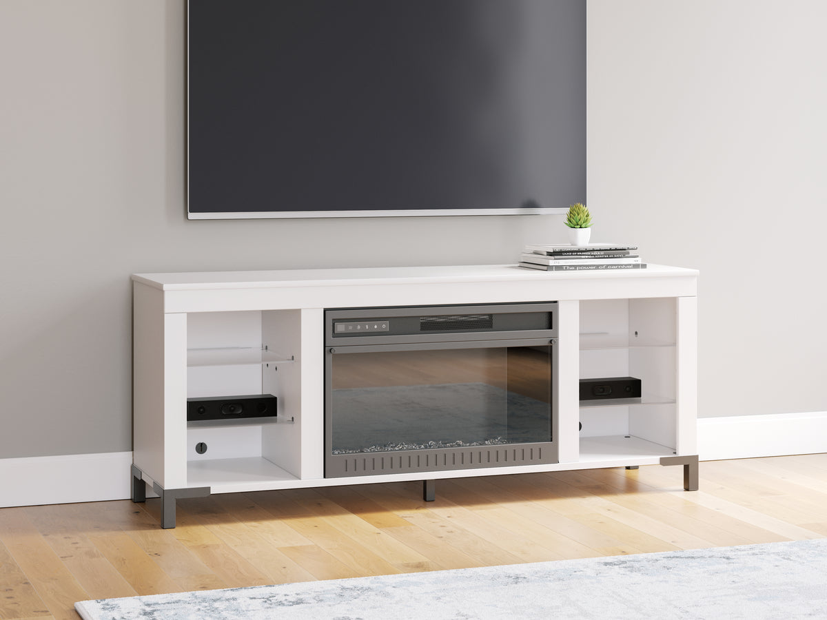 Luxury Living Gallery - Ashley Furniture - Brollevi TV Stand - 60" with Electric Fireplace / White - W2722-168