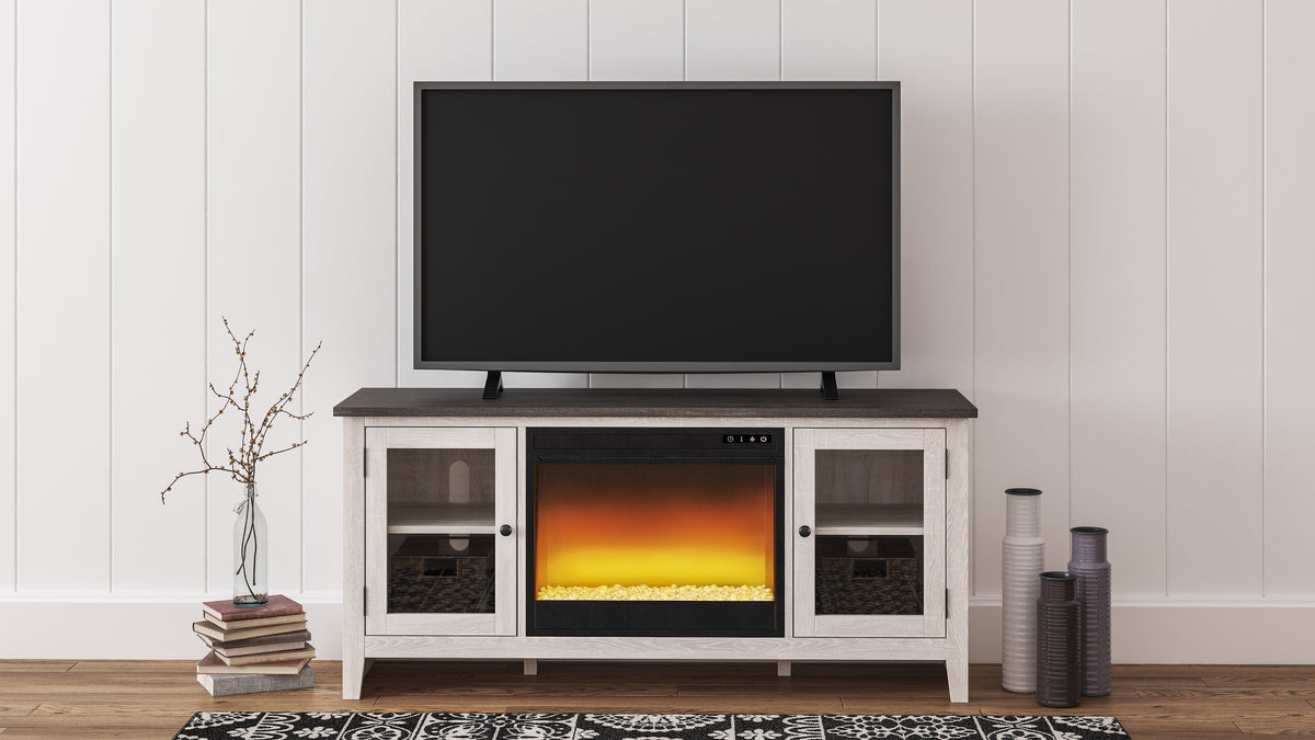 Luxury Living Gallery - Ashley Furniture - Dorrinson 60" TV Stand with Electric Fireplace - 60" TV Stand with Electric Fireplace / Two-tone - W287W2