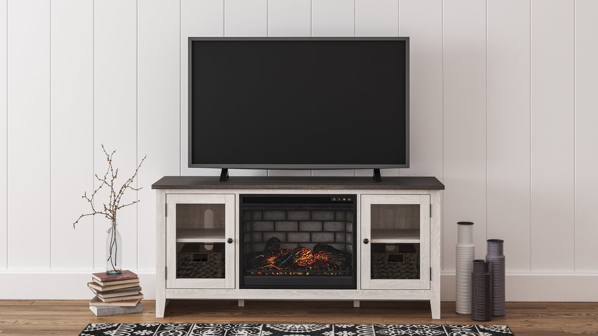 Luxury Living Gallery - Ashley Furniture - Dorrinson 60" TV Stand with Electric Fireplace - 60" TV Stand with Electric Fireplace / Two-tone - W287W3