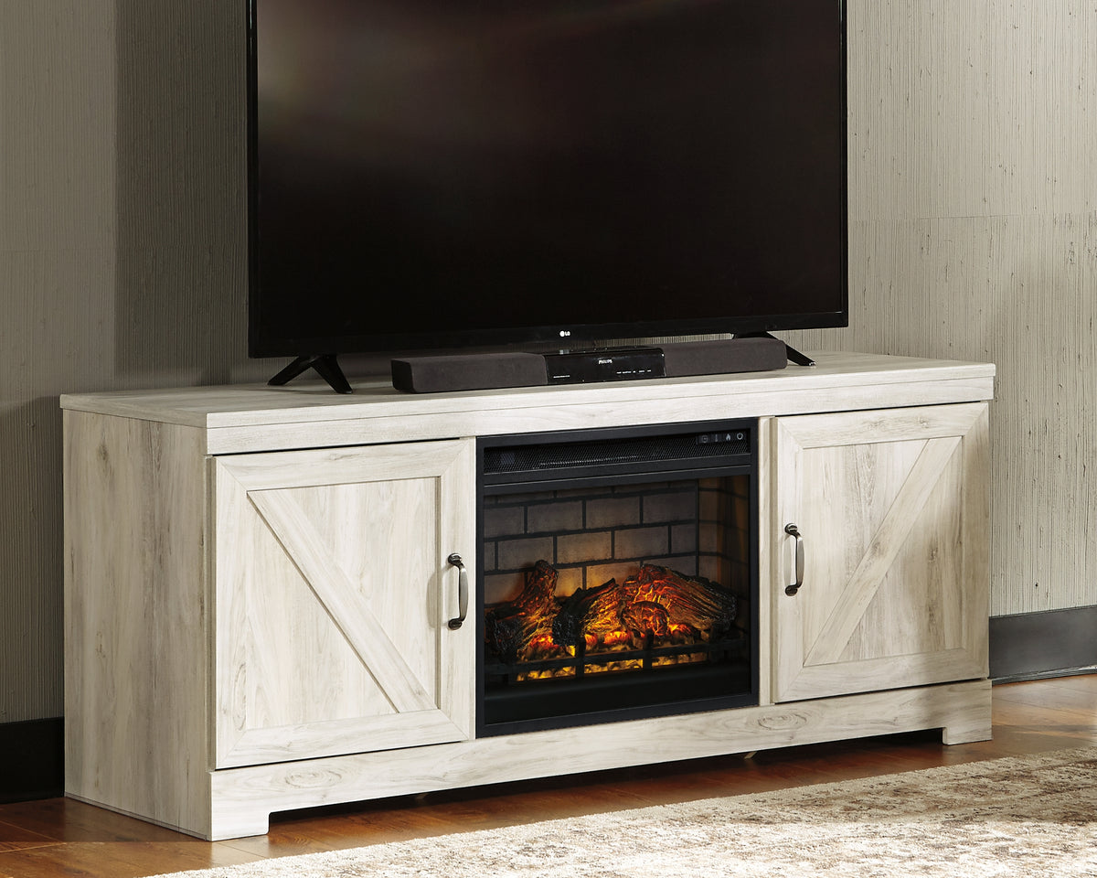 Luxury Living Gallery - Ashley Furniture - Bellaby 63" TV Stand with Electric Fireplace - 63" TV Stand with Electric Fireplace / Whitewash - W331W9