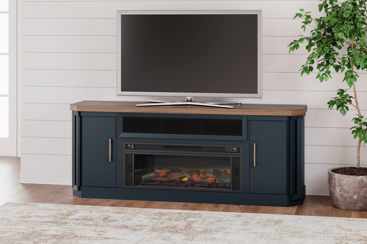 Luxury Living Gallery - Ashley Furniture - Landocken 83" TV Stand - 83" / Brown/Blue - W402-68