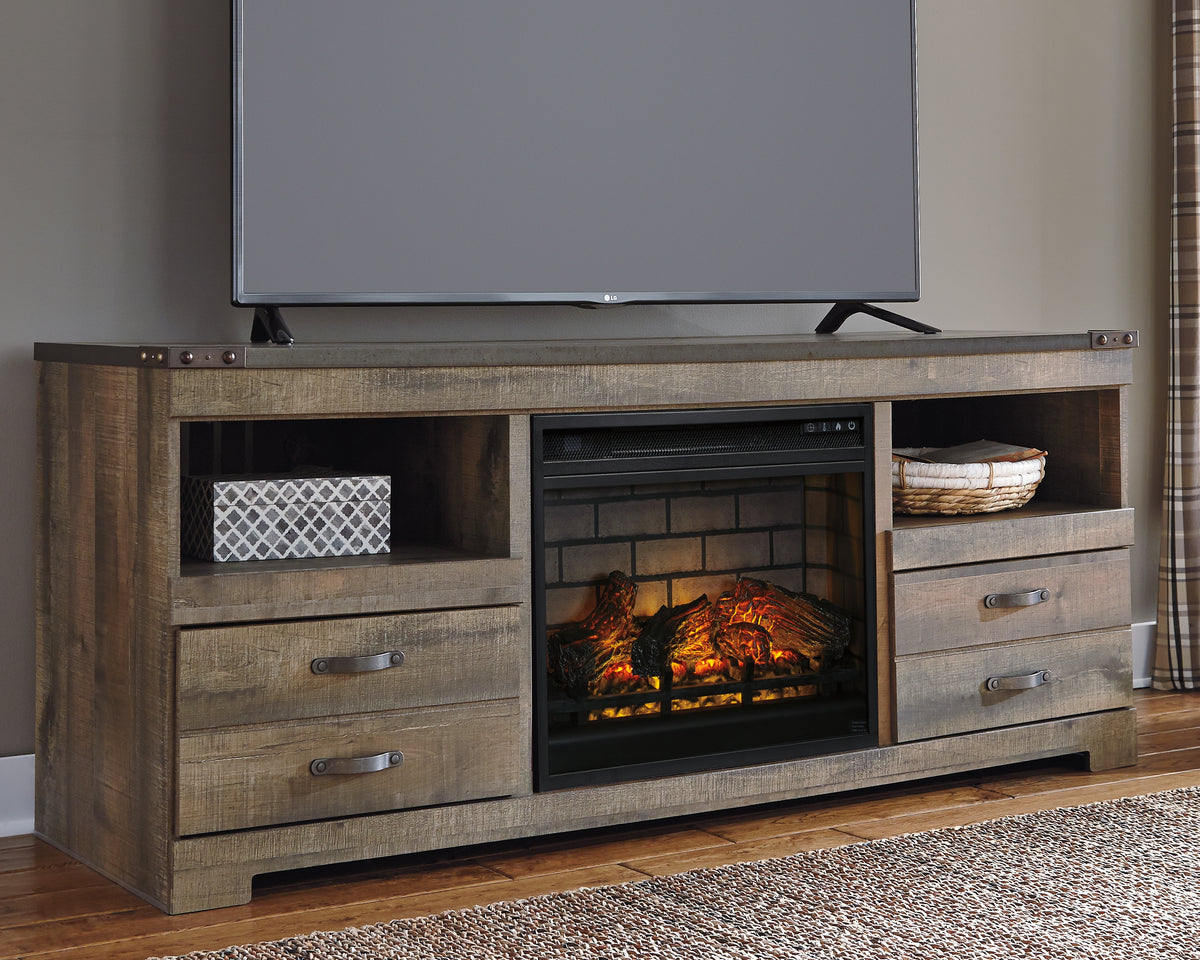 Luxury Living Gallery - Ashley Furniture - Trinell 63" TV Stand with Electric Fireplace - 63" TV Stand with Electric Fireplace / Brown - W446W9