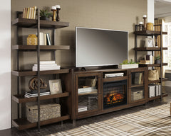 Luxury Living Gallery - Ashley Furniture - Starmore 3-Piece Wall Unit with Electric Fireplace - 3-Piece Wall Unit with Electric Fireplace / Brown/Gunmetal - W633W6