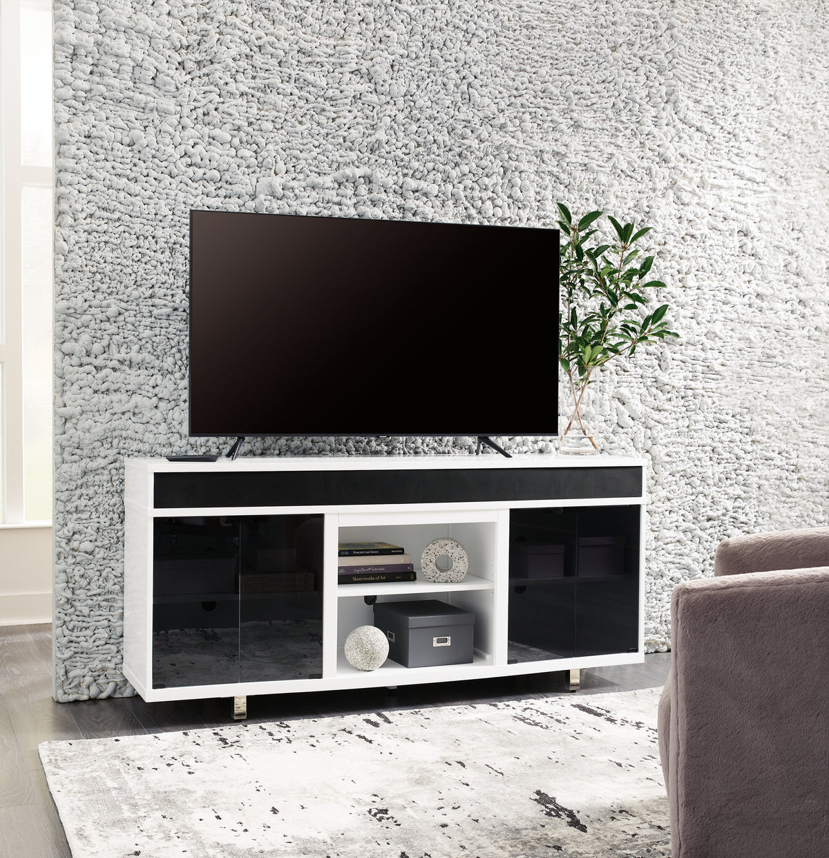 Luxury Living Gallery - Ashley Furniture - Gardoni 72" TV Stand - 72" / White/Black - W756-68